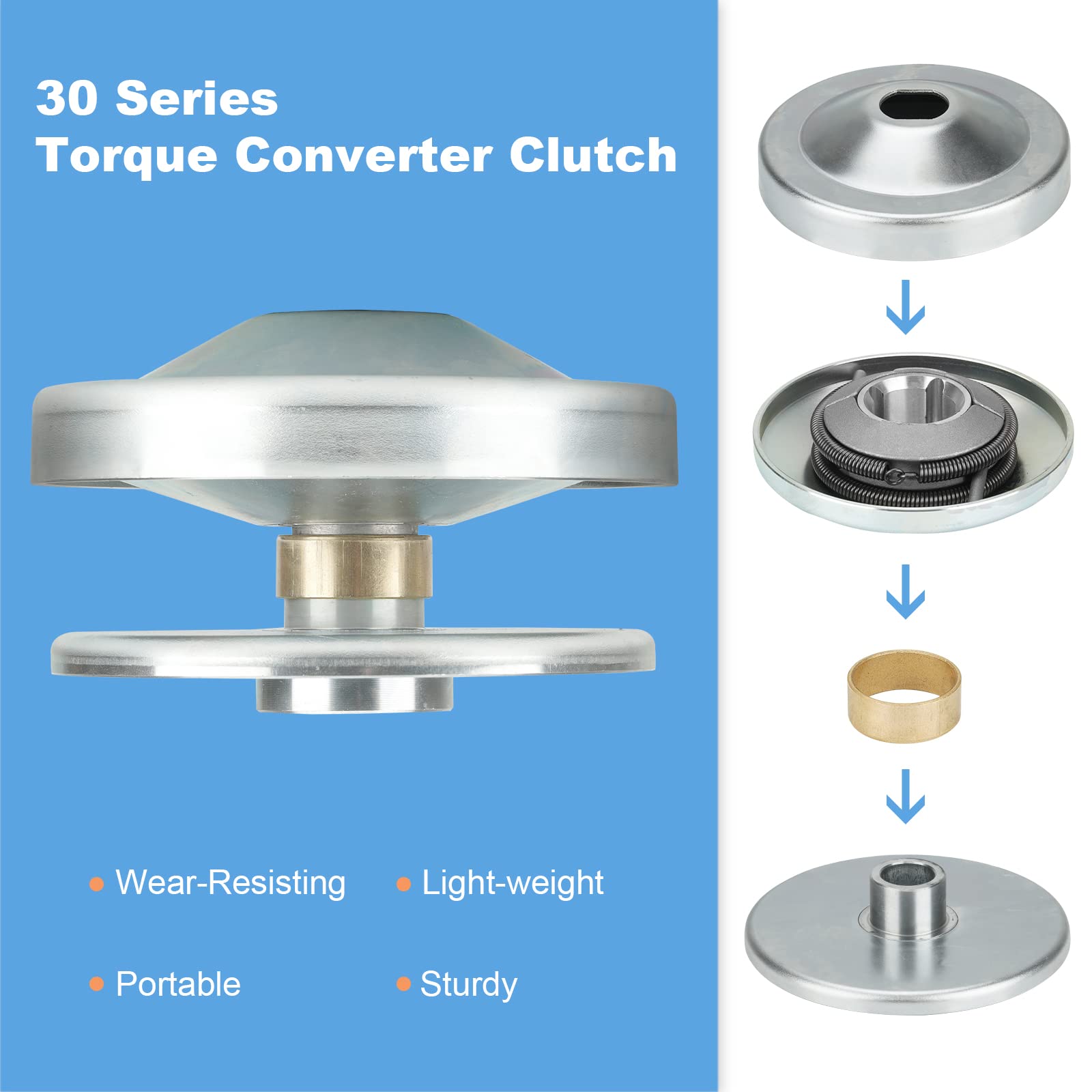 Driver Pulley Replacement For 30 Series 6.5Hp Go Kart Mini Bike Torque Converter Clutch, Compatible With Manco Comet 219552A 212