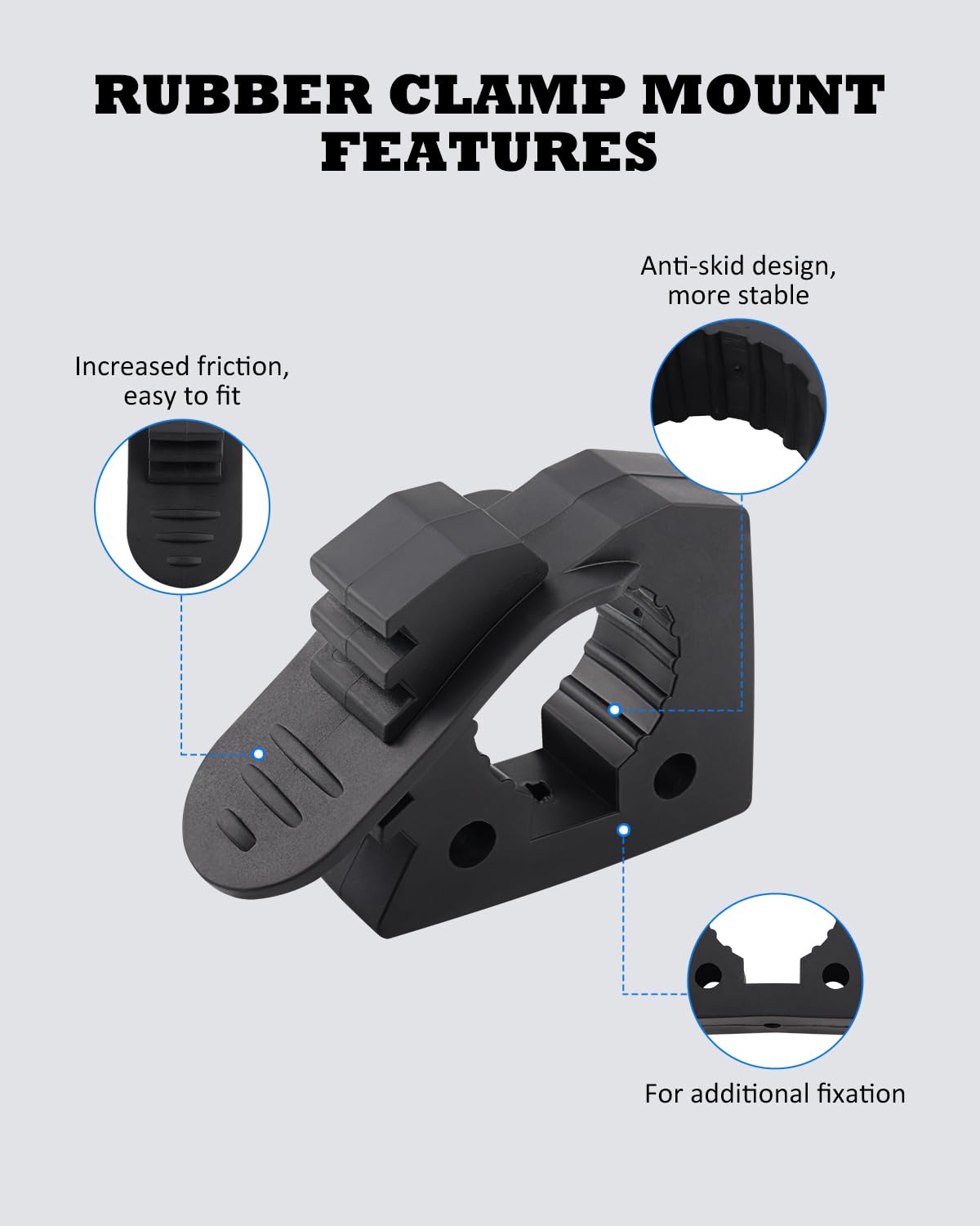 Quick-Release Clamp Mount Rubber Clamp Grip for 1/7'' to 1-3/7'' Diameter Tools and Equipment Used on Off-road vehicle, UTV, ATV