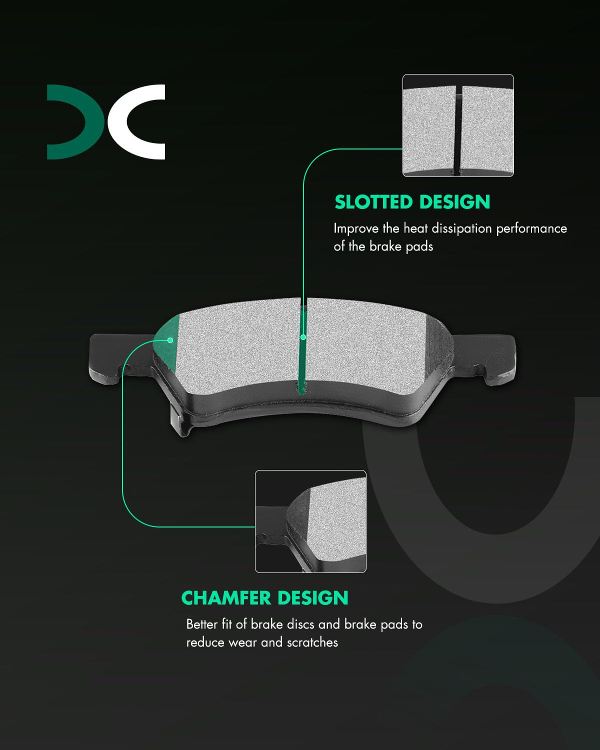 Ceramic Brake Pads Kits,Scitoo 8Pcs Brakes Pads Set Fit For 2001-2007 For Chrysler Town & Country,2001-2007 For Dodge Caravan,20