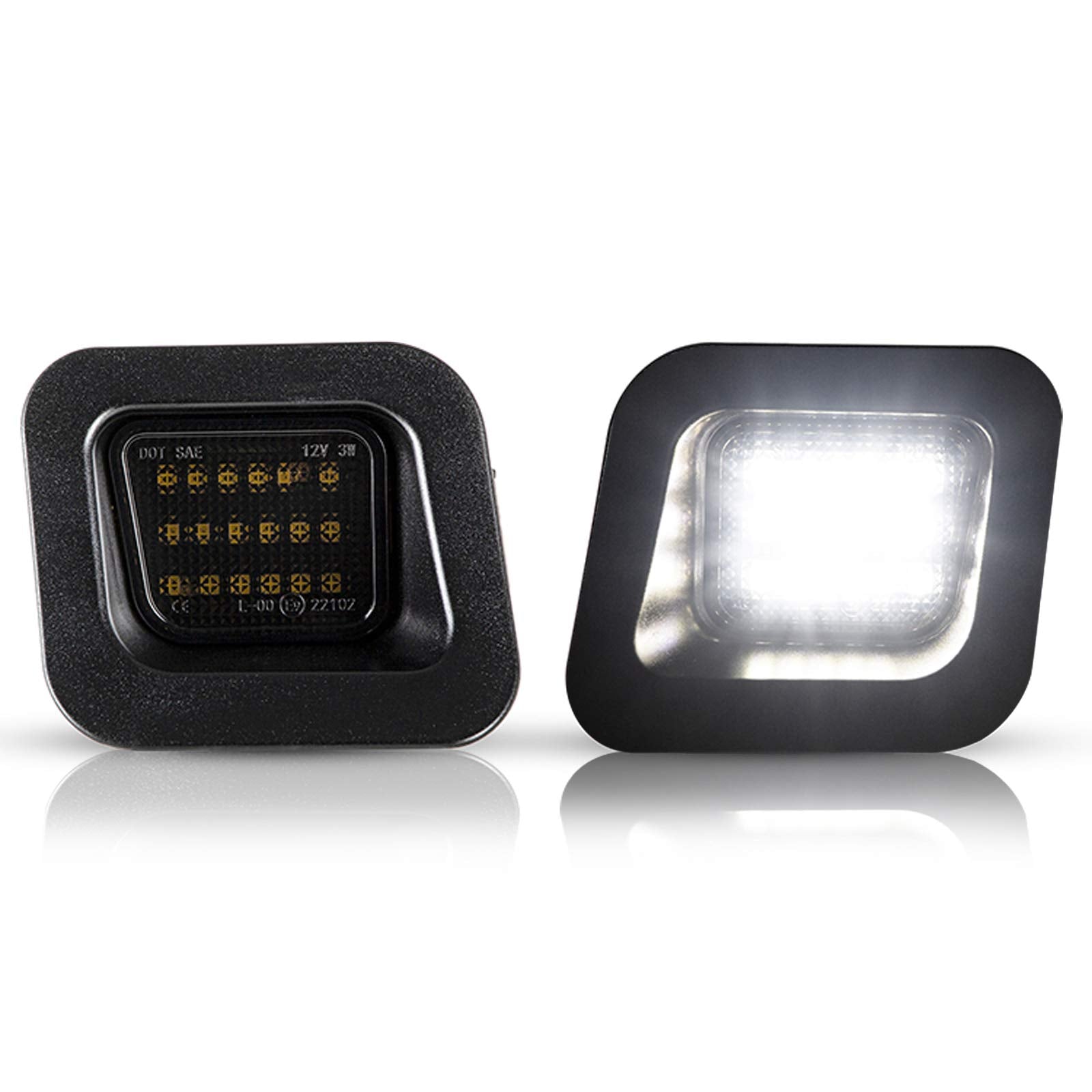 D-Lumina Led License Plate Lights Assembly Smoke Lens Compatible With 2003-2018 Dodge Ram 1500 2500 3500 Pickup Truck, 6000K Dia