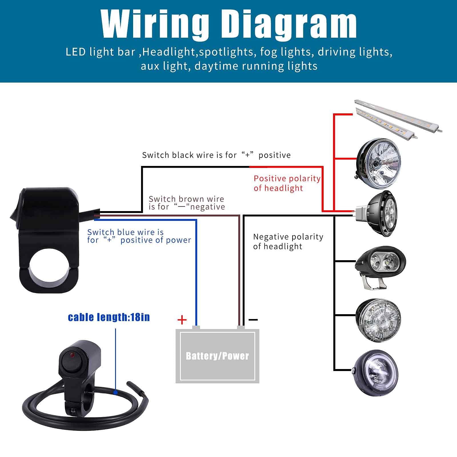 Stylemafia Motorcycle Atv Led Light Bar Switch, Headlight Fog Light Spotlights Aux Light Switch For 12V Atv Mini Bike Dirt Bike