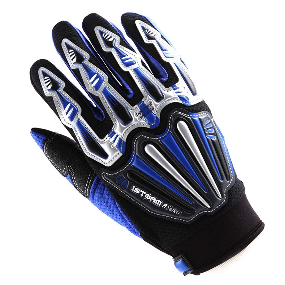 1Storm Youth Kids Motocross Gloves Motorcycle Bmx Mx Atv Dirt Bike Bicycle Cycling Gloves Skeleton Blue
