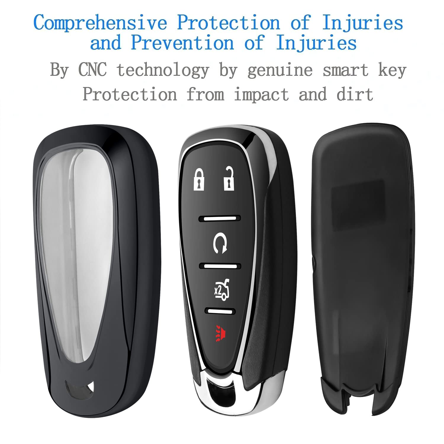 Sindeda For Chevrolet Key Fob Cover With Keychain Full Protection Key Shell Case Compatible With Chevrolet 2017-2021 Chevy Malib
