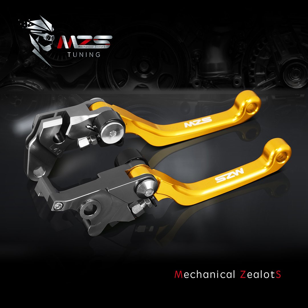 Mzs Gold Dirt Bike Brake Clutch Levers Pivot Adjustable Cnc Compatible With Crf250F 250F 2019-2025 / Crf150F Crf 150F 2003-2017