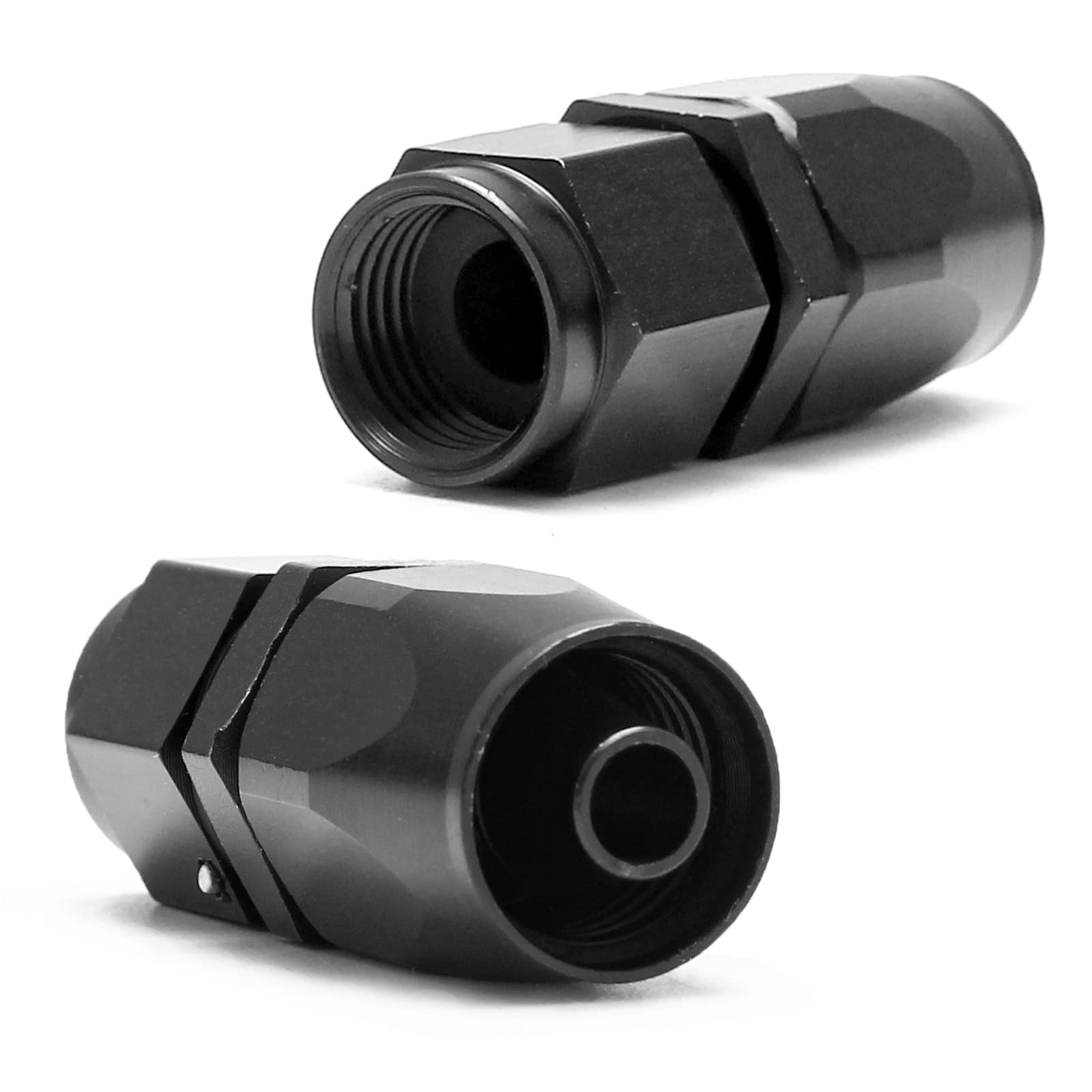 Shineyoo 6An Straight Swivel Hose End Fitting Adapter Black 8 Pcs For Braided Fuel Oil Gas Line Hose End 6 An Fittings Aluminum