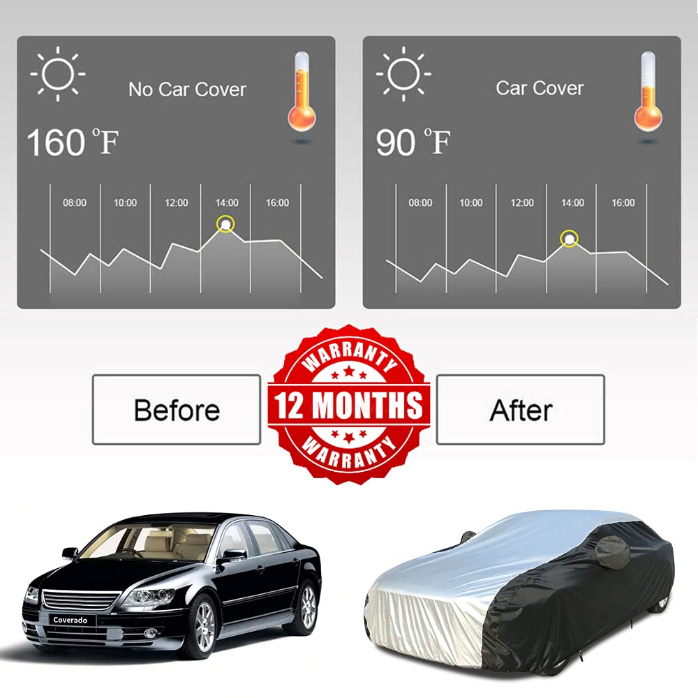 Coverado Car Cover Waterproof All Weather, 210D Lightweight Full Exterior Covers Snow Wind Sun UV Protection, Outdoor Car Covers
