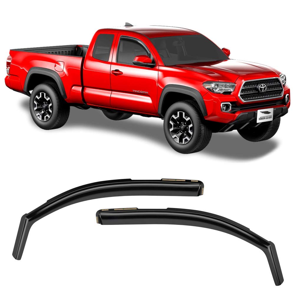 Voron Glass In-Channel Extra Durable Rain Guards For Trucks Toyota Tacoma 2016-2023 Access Cab, Window Deflectors, Vent Window V