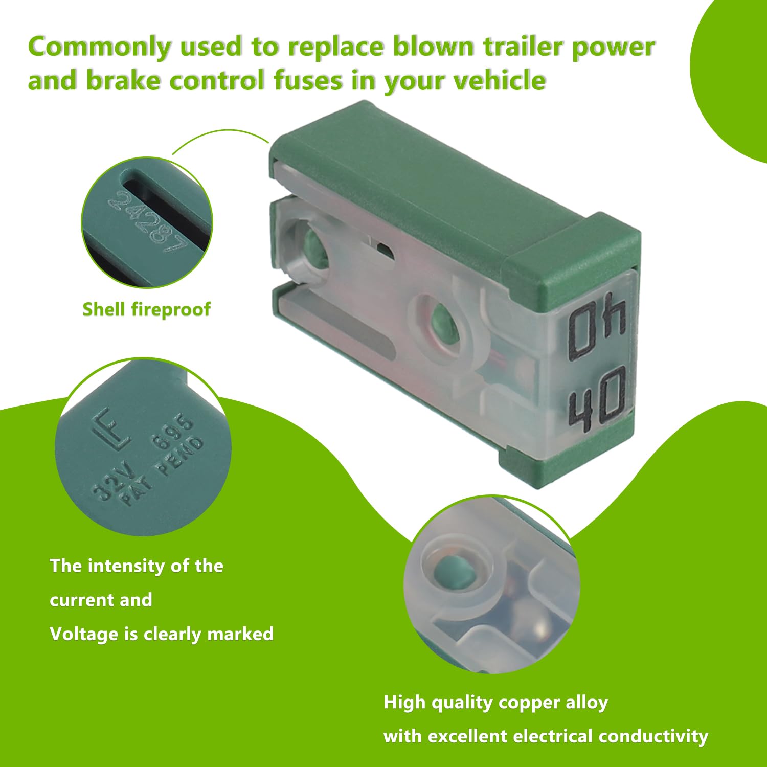 Eplzon 15A 20A 25A 30A 40A 50A 60A 32V Mini Slotted Automotive Mcase Shaped Cartridge Fuse Kit(Pack Of 14Pcs)