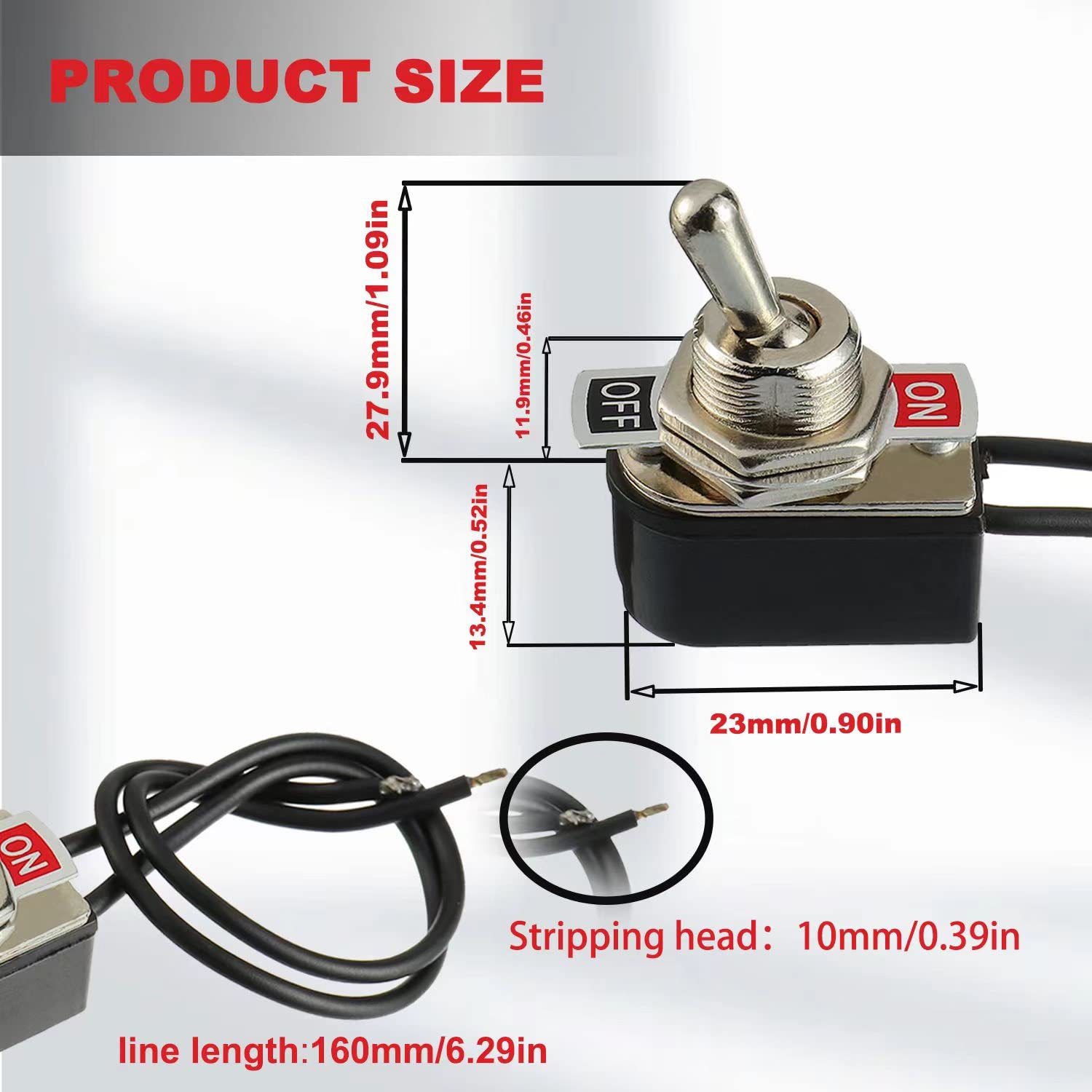 Heavy Duty Toggle Switch Spst 2 Pin On/Off Rocker Toggle Switch 6A/125V 3A/250V For Car Truck Boat Marine Black Shell(1Pcs)