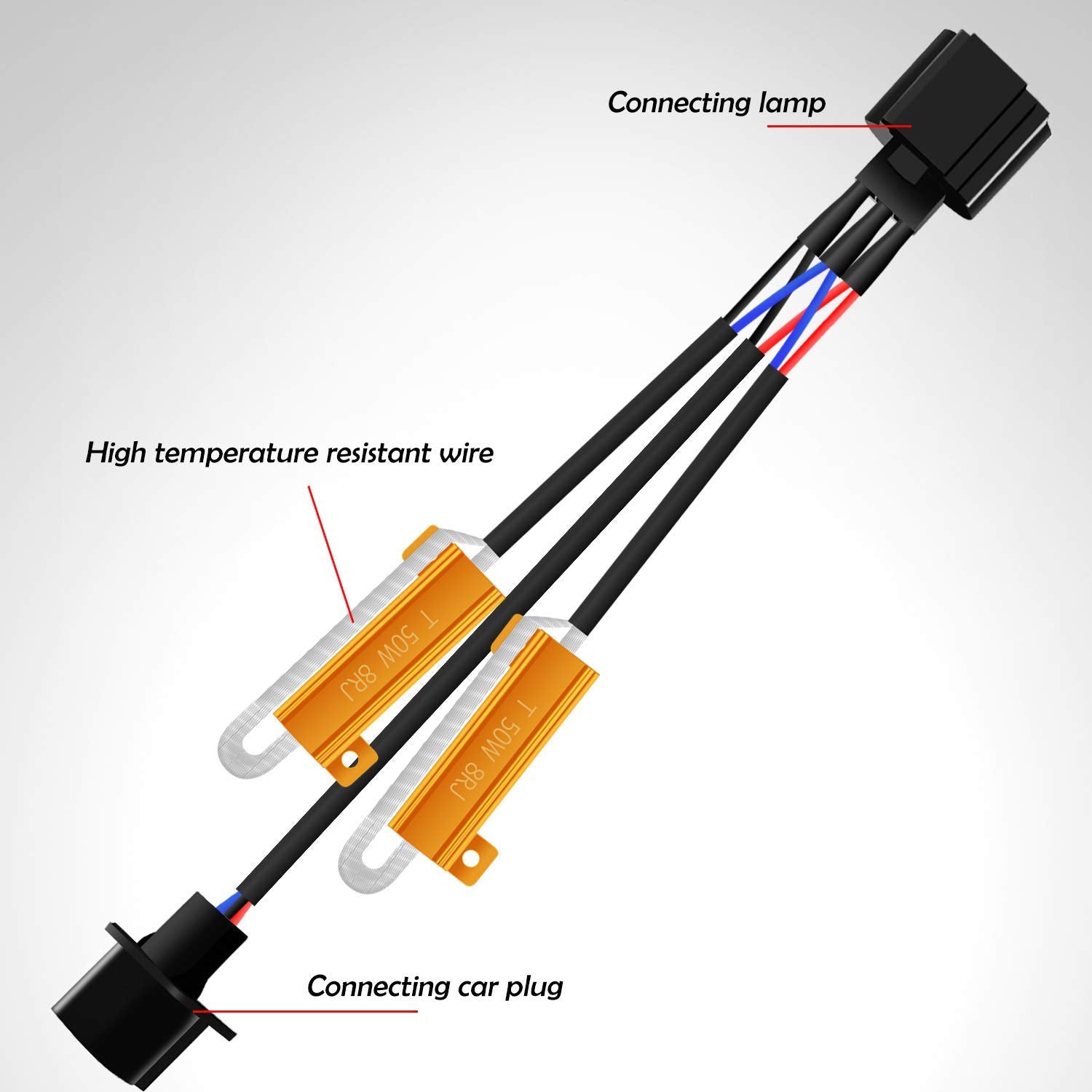 O-Nex H13 9008 Led Load Resistor Kit 50W 8Ohm Headlight Bulb Relay Harness Adapter Anti Flicker Error Decoder Warning Canceller