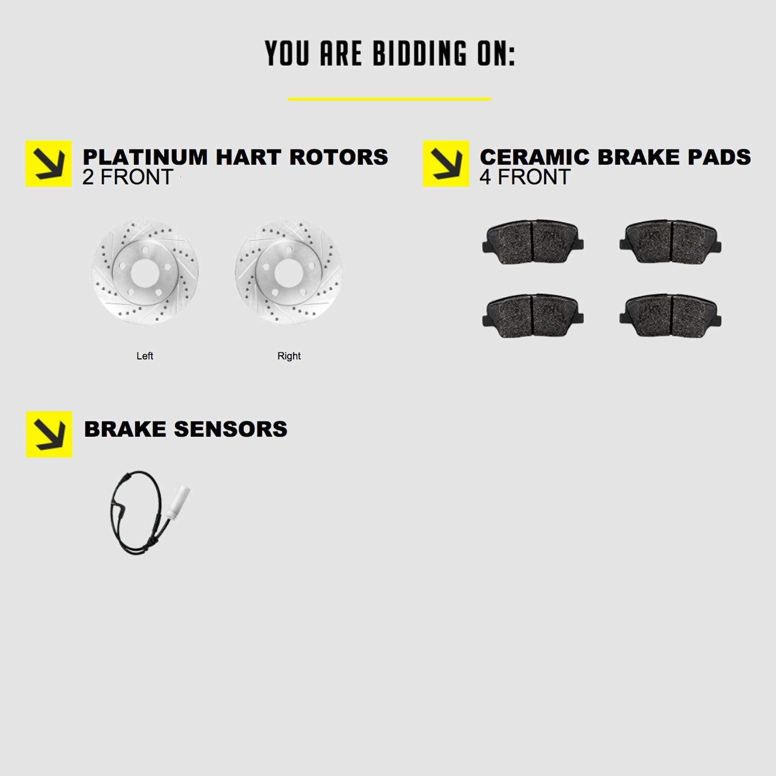 Hart Brakes Front Brakes And Rotors Kit |Front Brake Pads| Brake Rotors And Pads| Ceramic Brake Pads And Rotors |2007-2015 Bmw 3