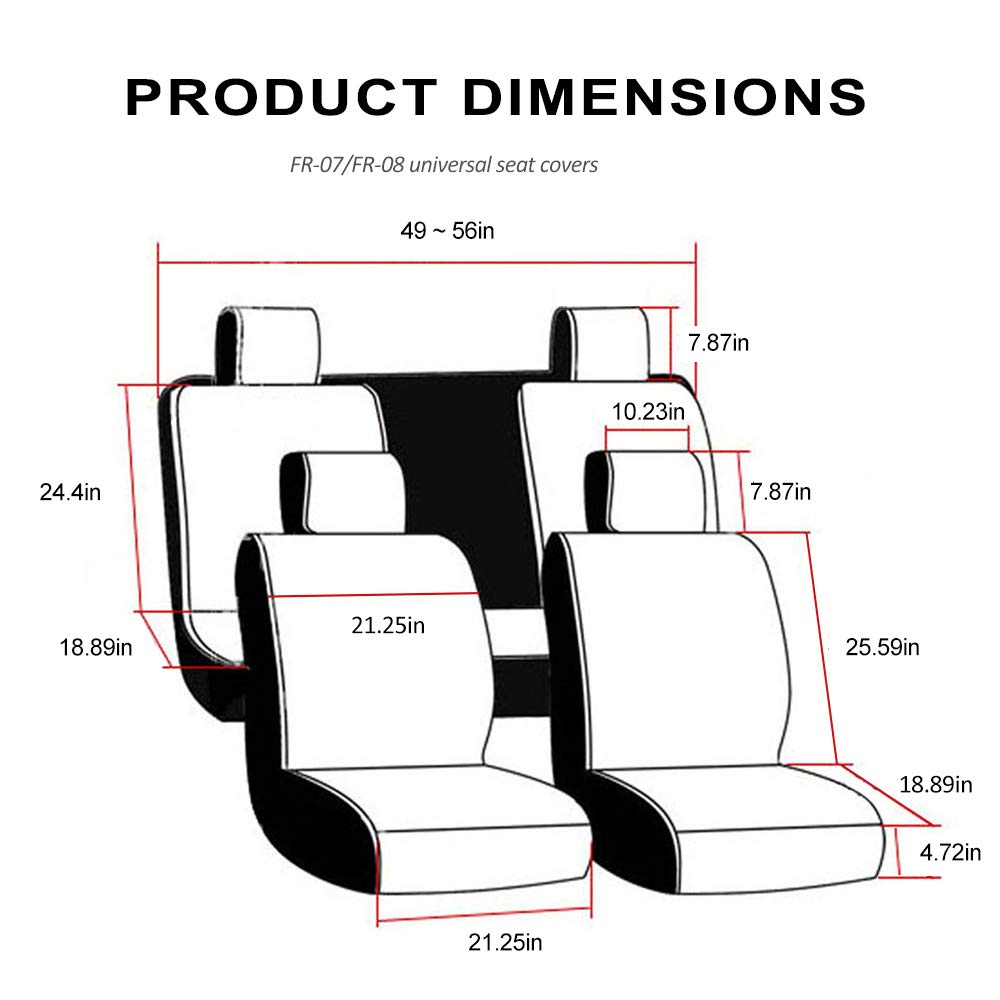 FREESOO Car Seat Covers Leather Seat Cover Full Set Automotive Seat Cover Protector Accessories Airbag Compatible Universal Fit for 5 Seats (Black Blue 8)
