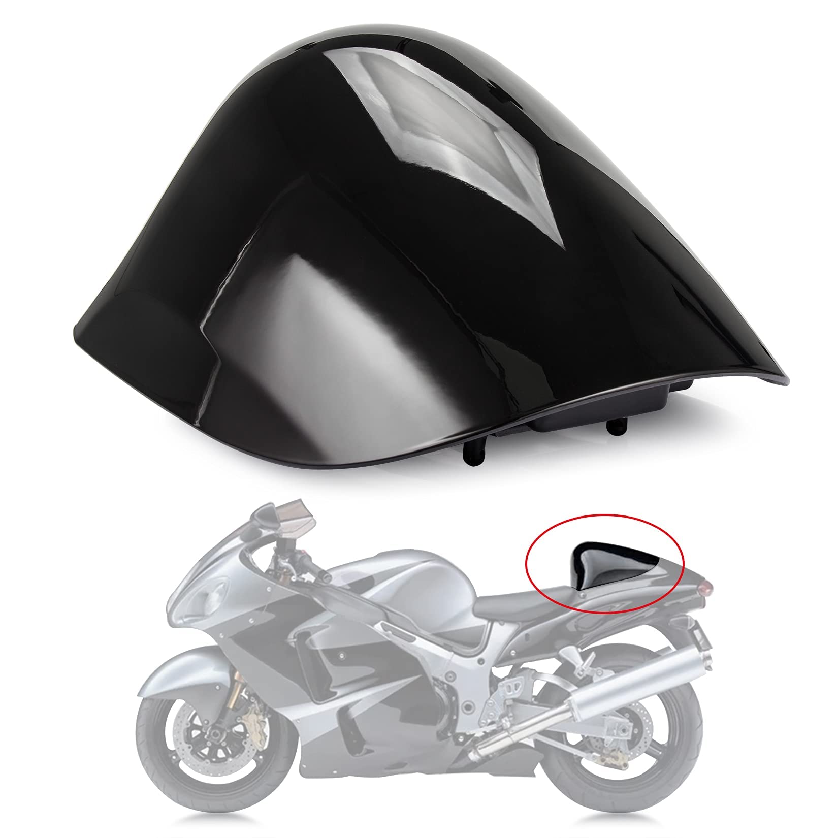 PSLER Cowl Rear Seat Cover Rear Seat Fairing Cover for Hayabusa GSXR1300 1996-2007 (Black)