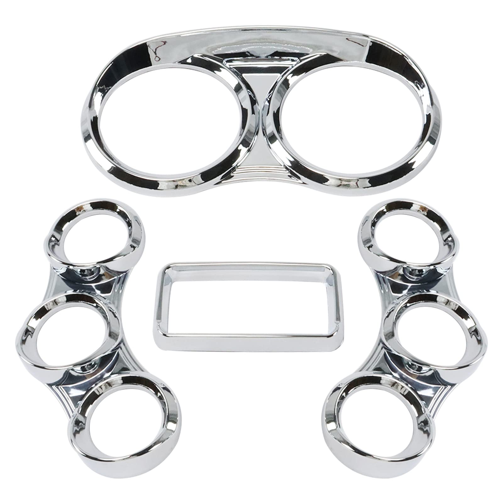 LOSTAR Peterbilt Center Gauge Cover Kit, Instrument Dash Gauge Covers with Visor Chrome Fits 2006-2020 Peterbilt 379 384 386 387