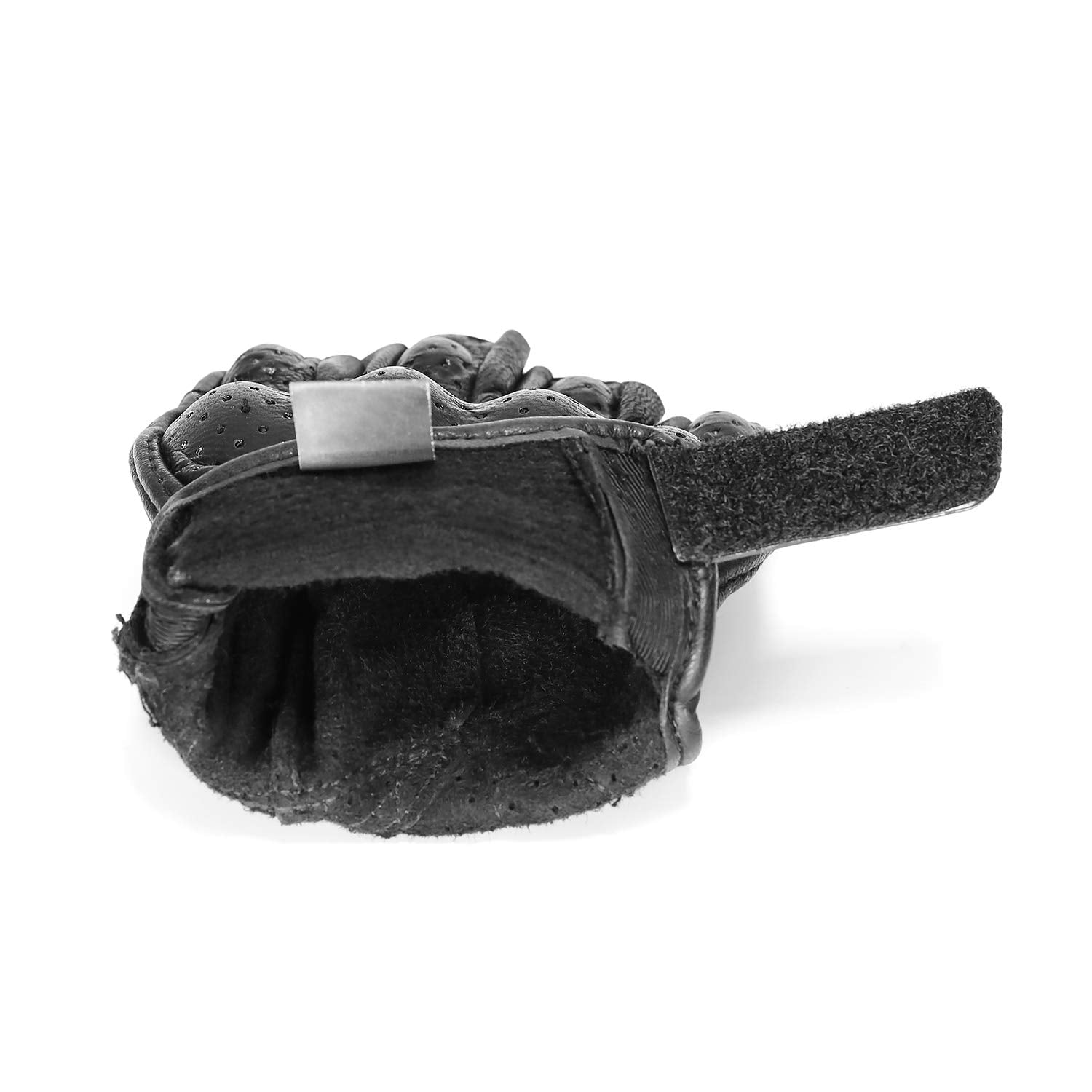 Mens Summer Motorcycle Gloves Fingerless Leather Motorcycle Cycling Gloves With Knuckle Armored(G11-Black,L)