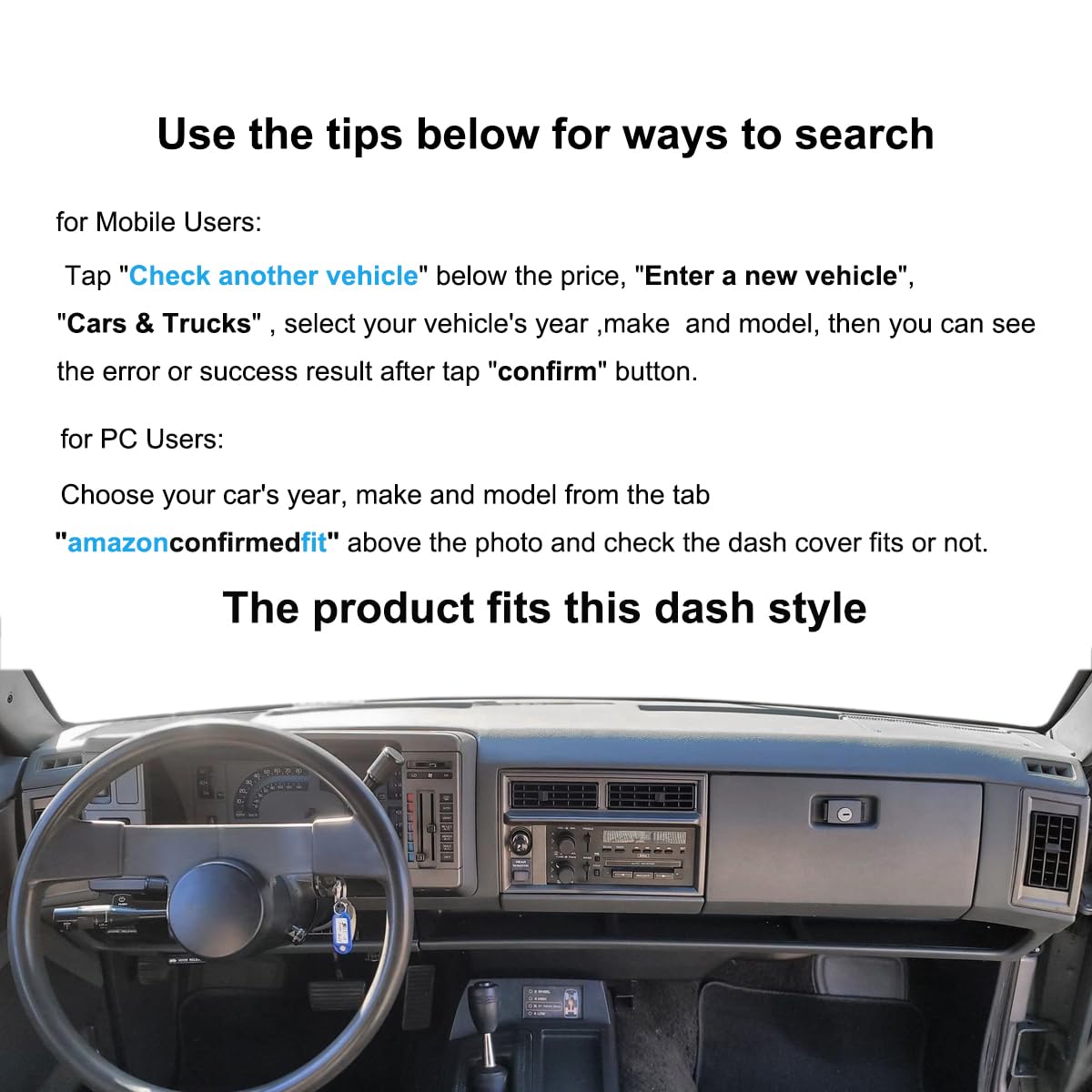 Yiz Dash Cover Mat Custom Fit For 1986-1993 Chevy Chevrolet S10 Blazer/Gmc S15 Jimmy Sonoma/91-94 Olds Oldsmobile Bravada,Dashbo