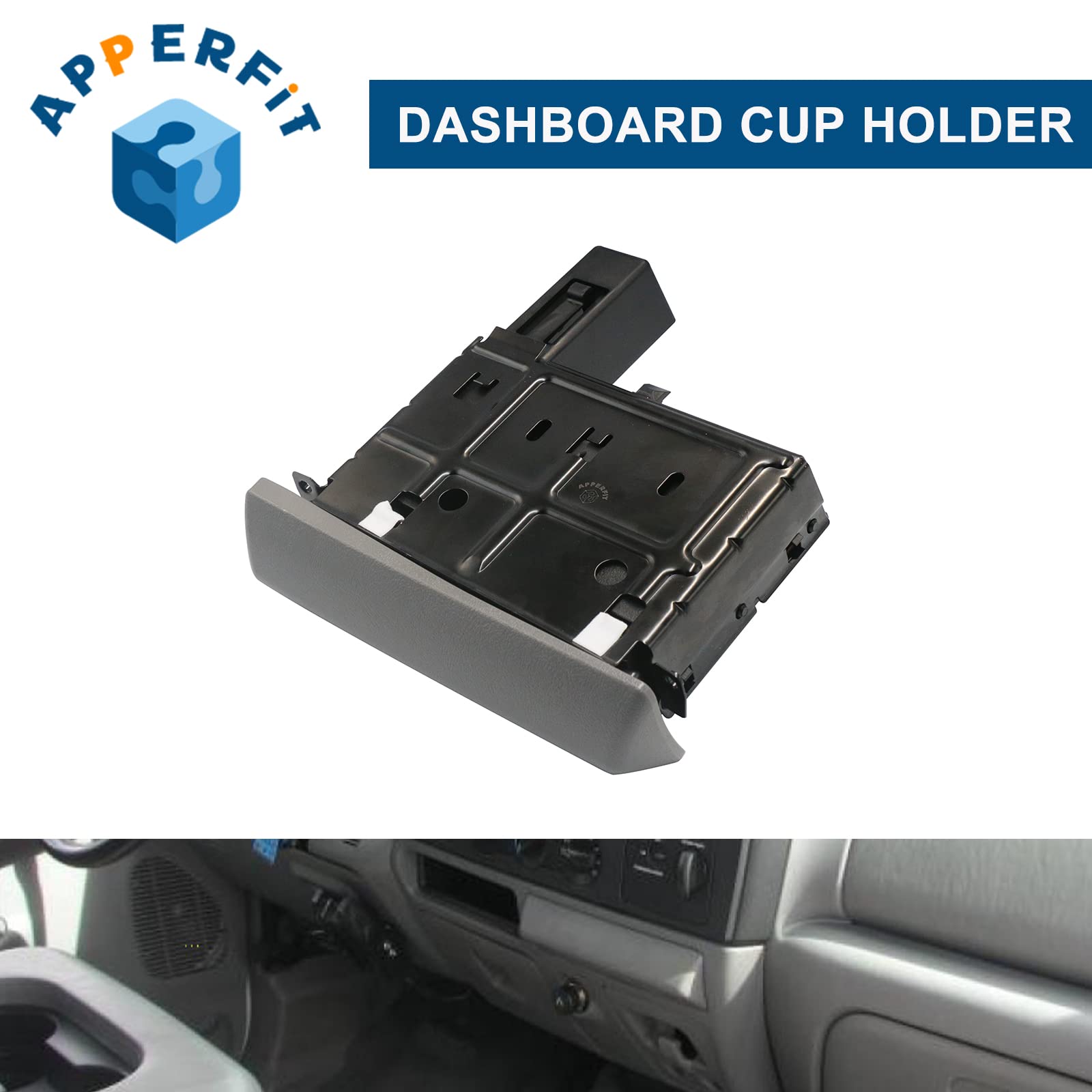 Apperfit In Dash Cup Holder Replacement For 2005-2007 Ford F250 F350 F450 F550 Super Duty Truck Gray Replaces 5C3Z-2504810-Aad