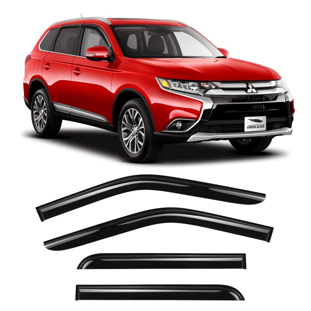 Voron Glass Tape-On Extra Durable Rain Guards For Mitsubishi Outlander 2014-2021, Window Deflectors, Vent Window Visors, 4 Piece