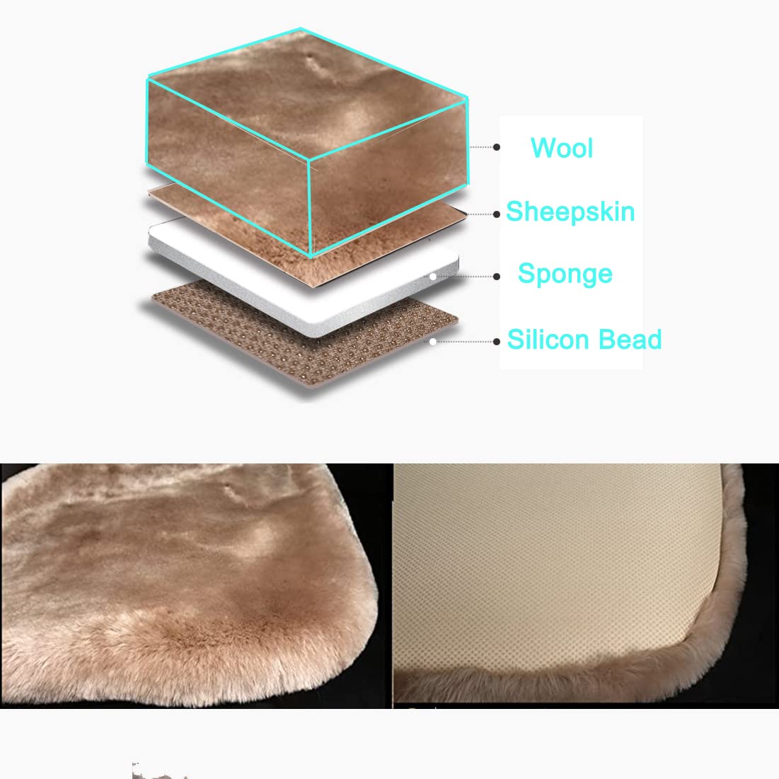 OGLAND 20 inchs Shearling Sheepskin Car Seat Cover, Fluffy Fuzzy Wool Car Seat Covers for Auto Interior Accessories with Soft Ec