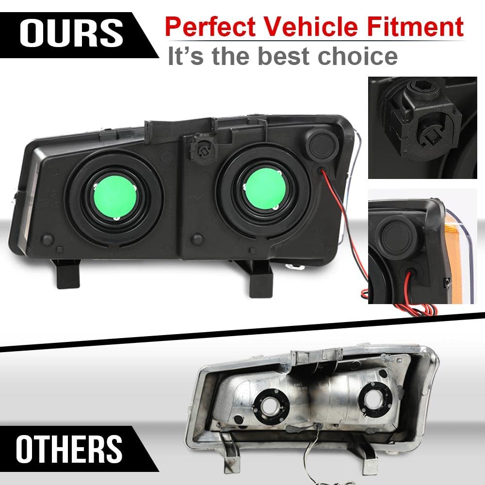 G-Plus Led Drl Headlights, Compatible With Chevy Silverado Avalanche 2003 2004 2005 2006, Clear Lens Black Housing Amber Reflect
