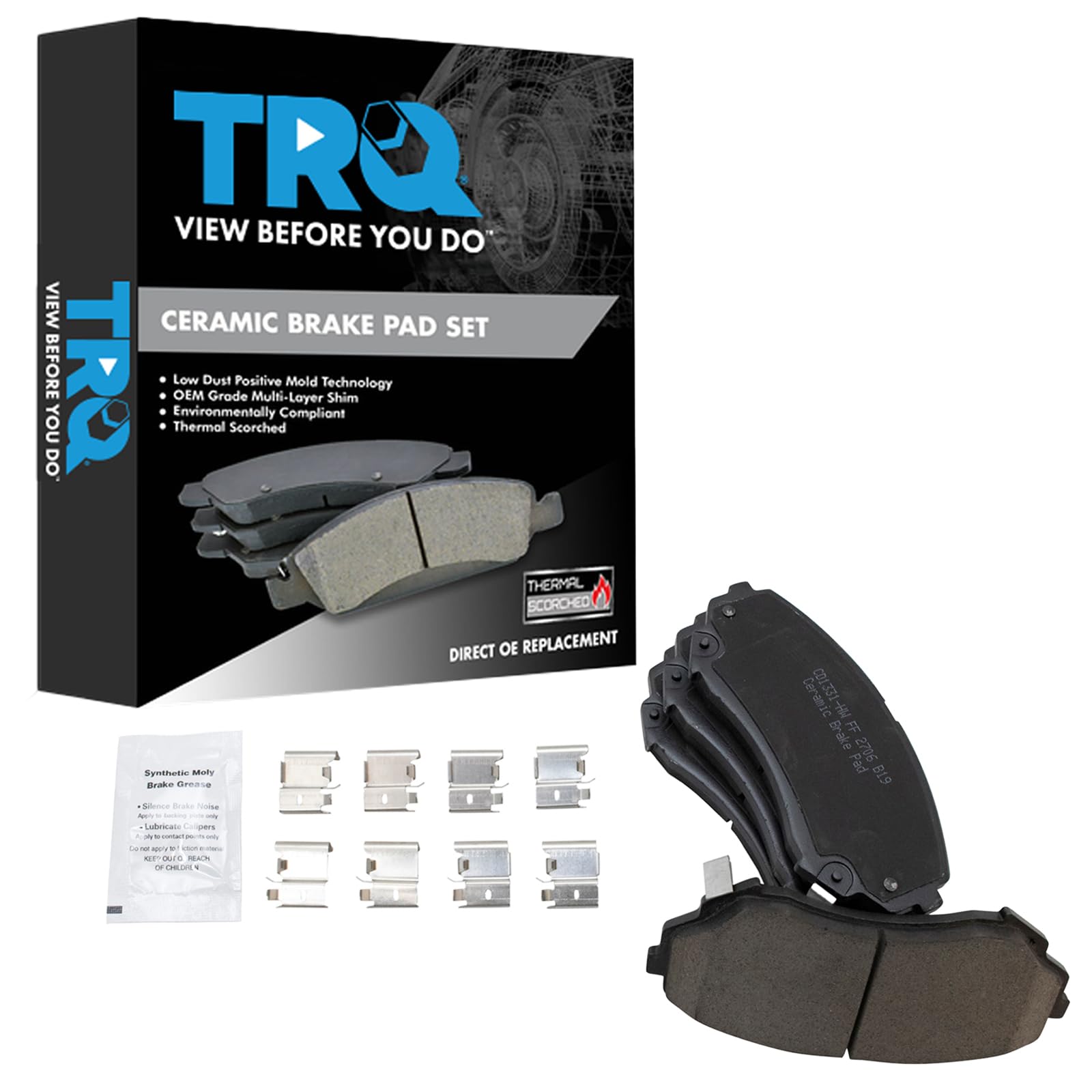 TRQ Front Brake Pads Ceramic Compatible with 2008-2014 Cadillac CTS
