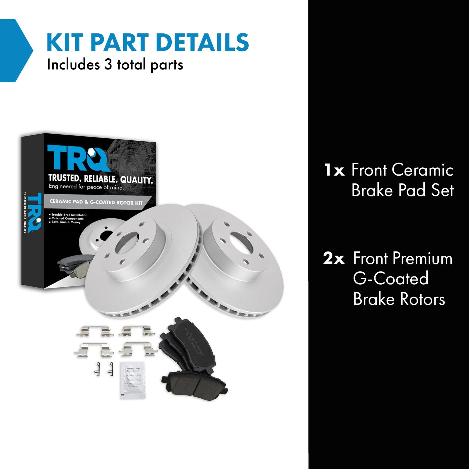 Trq Front Brake Pad & Rotor Kit Brake Pads Brake Rotor Ceramic Premium G-Coated Compatible With 1998-2002 Subaru Forester 1998-2