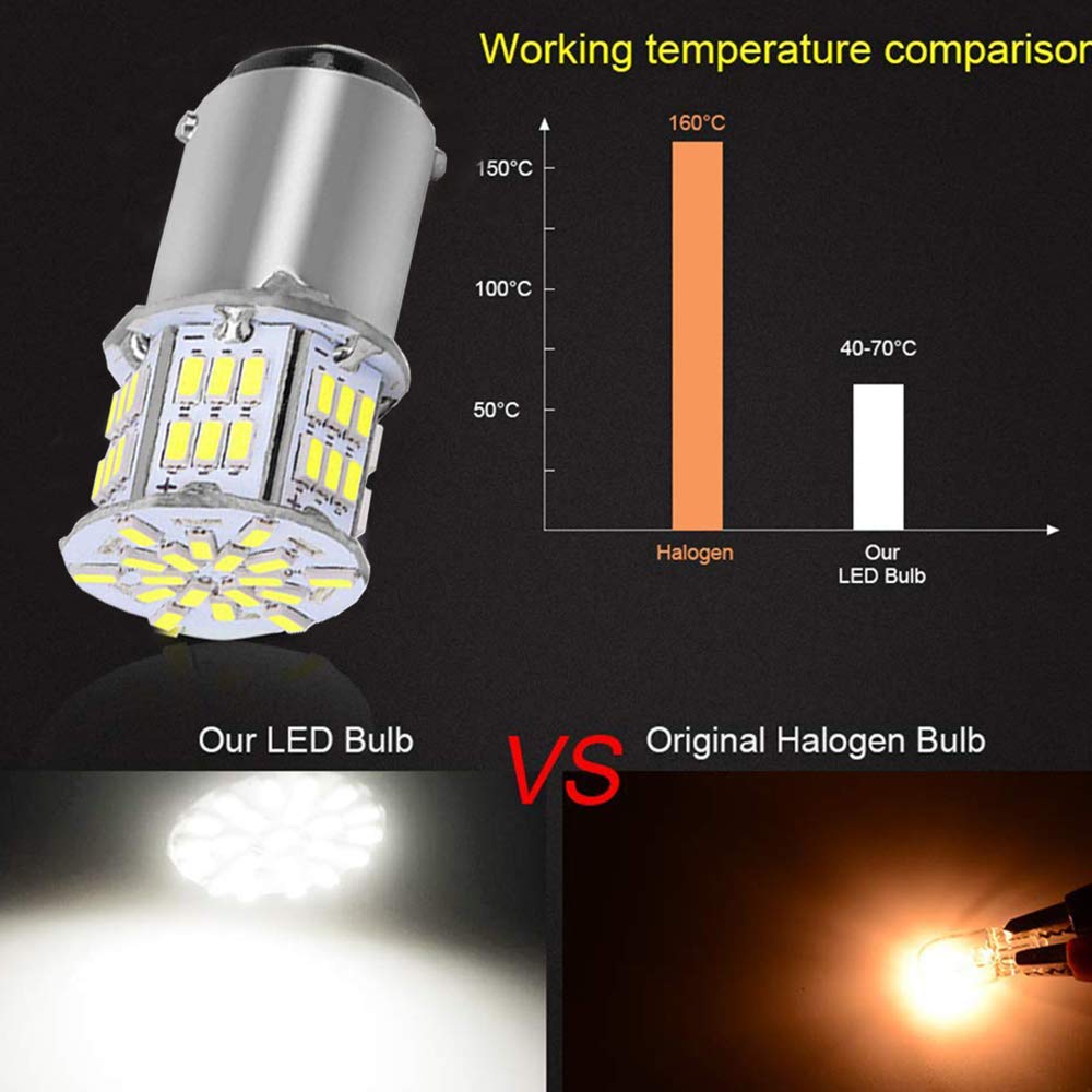 BlyilyB BA15D Bright White LED Bulbs for Car, Trailer, RV, Boat - 6 Pack Interior Tail Light Bulbs