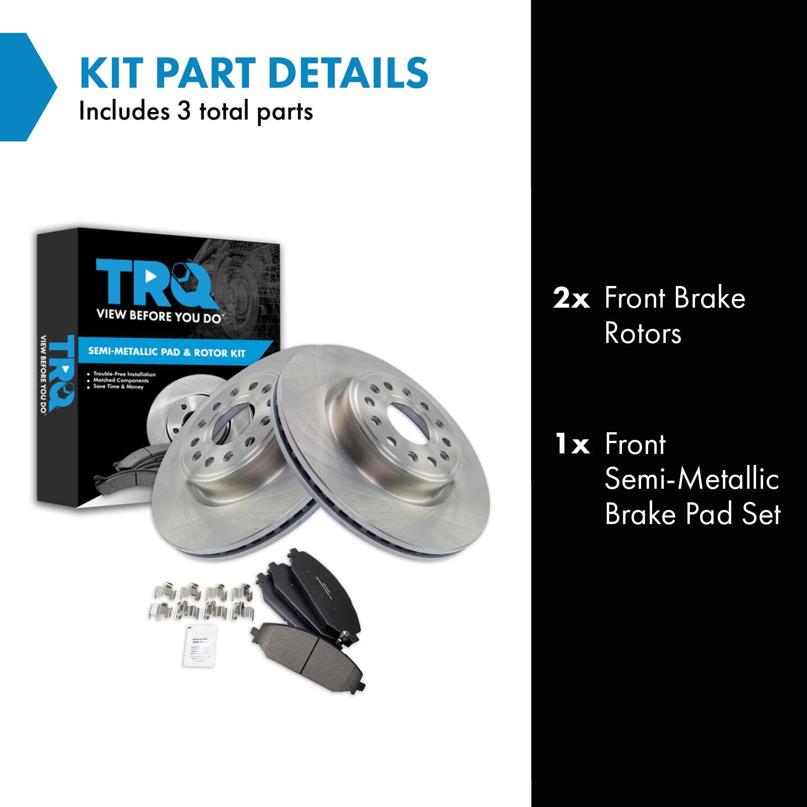 Trq Front Brake Pad & Rotor Kit Brake Pads Brake Rotor Semi-Metallic Compatible With 2019-2021 Ram 1500