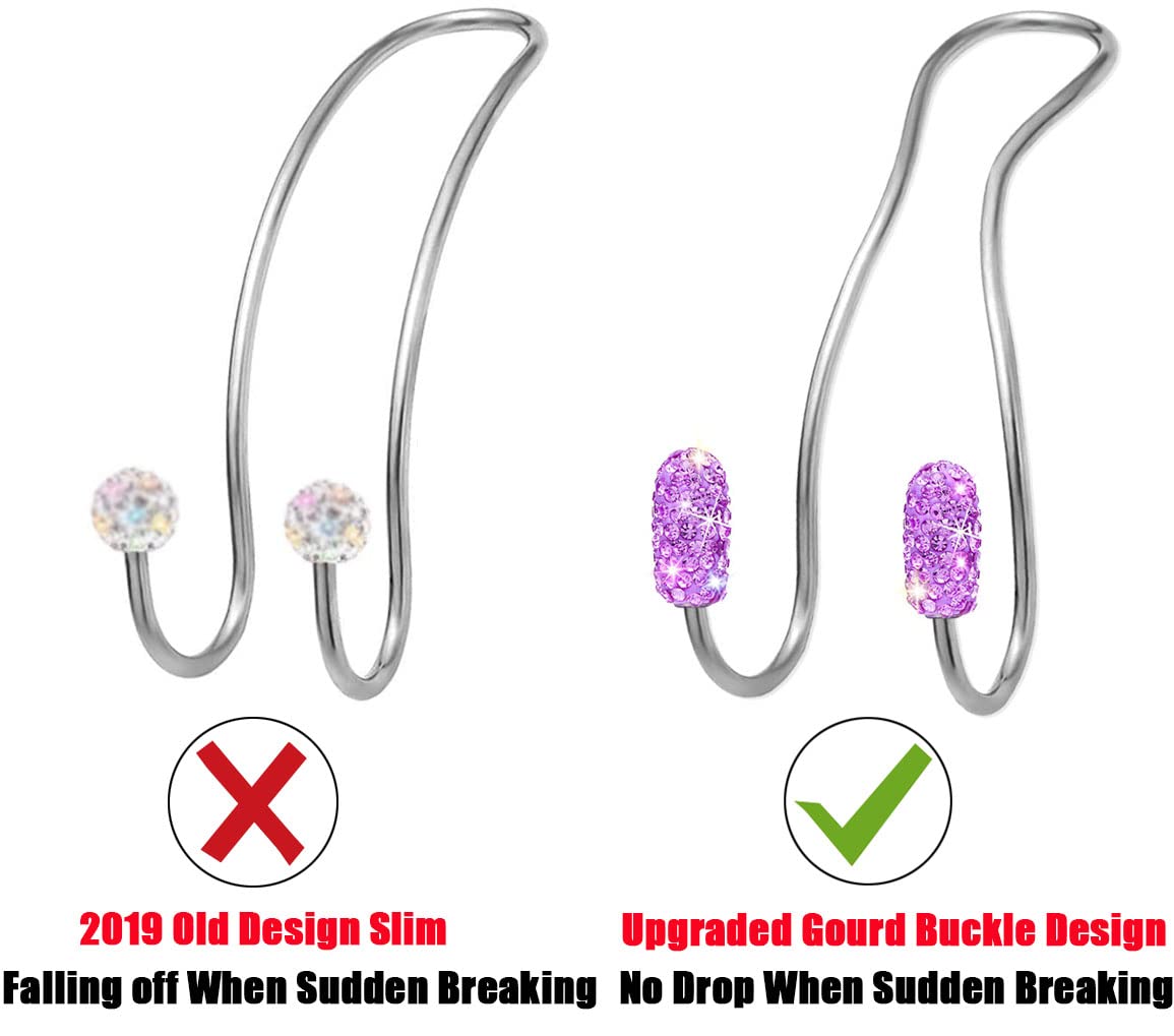 Mtgocha Car Headrest Hooks Car Purse Hanger, Universal Car Hook For Handbag And Wallet, Bling Car Accessories For Women 2 Pack,