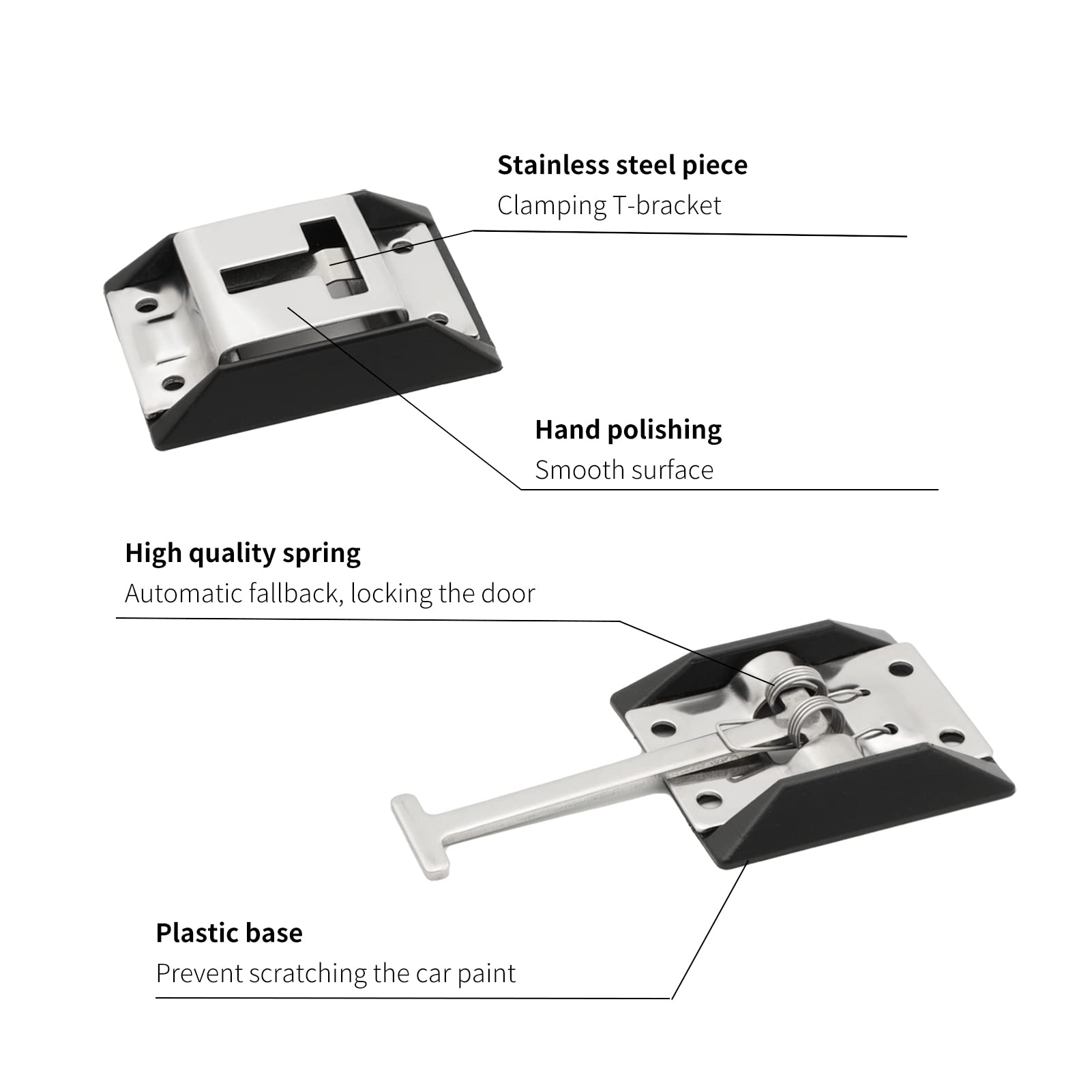 ESUDNT RV Door Holder 304 Stainless Steel Thicker T-Style Entry Door Catch Latch for Camper, Travel Trailer, Cargo (2 Pack, Scre