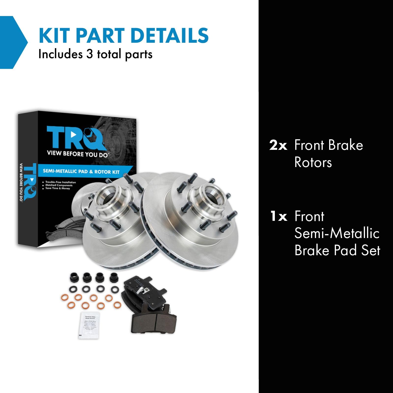 Trq Front Brake Pad & Rotor Kit Compatible With 88-02 Chevrolet Gmc