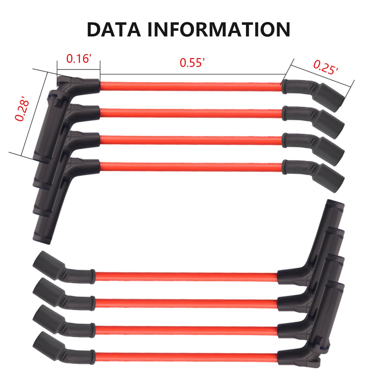 MAS Set of 8 Square Ignition Coil & 8 Iridium Spark Plug & Red Wires Set Compatible with Silverado Suburban GMC Hummer Avalanche