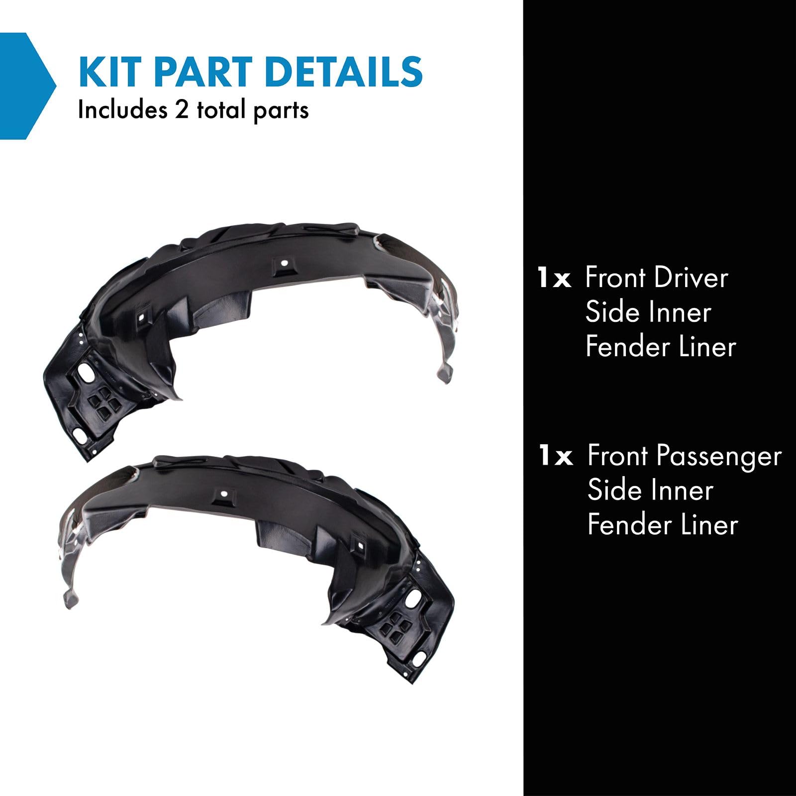 Trq Front Inner Fender Liner Set Compatible With 2012 Honda Civic Ho1248142 Ho1248145 Ho1248166 Ho1248167 Ho1249142 Ho1249145 Ho