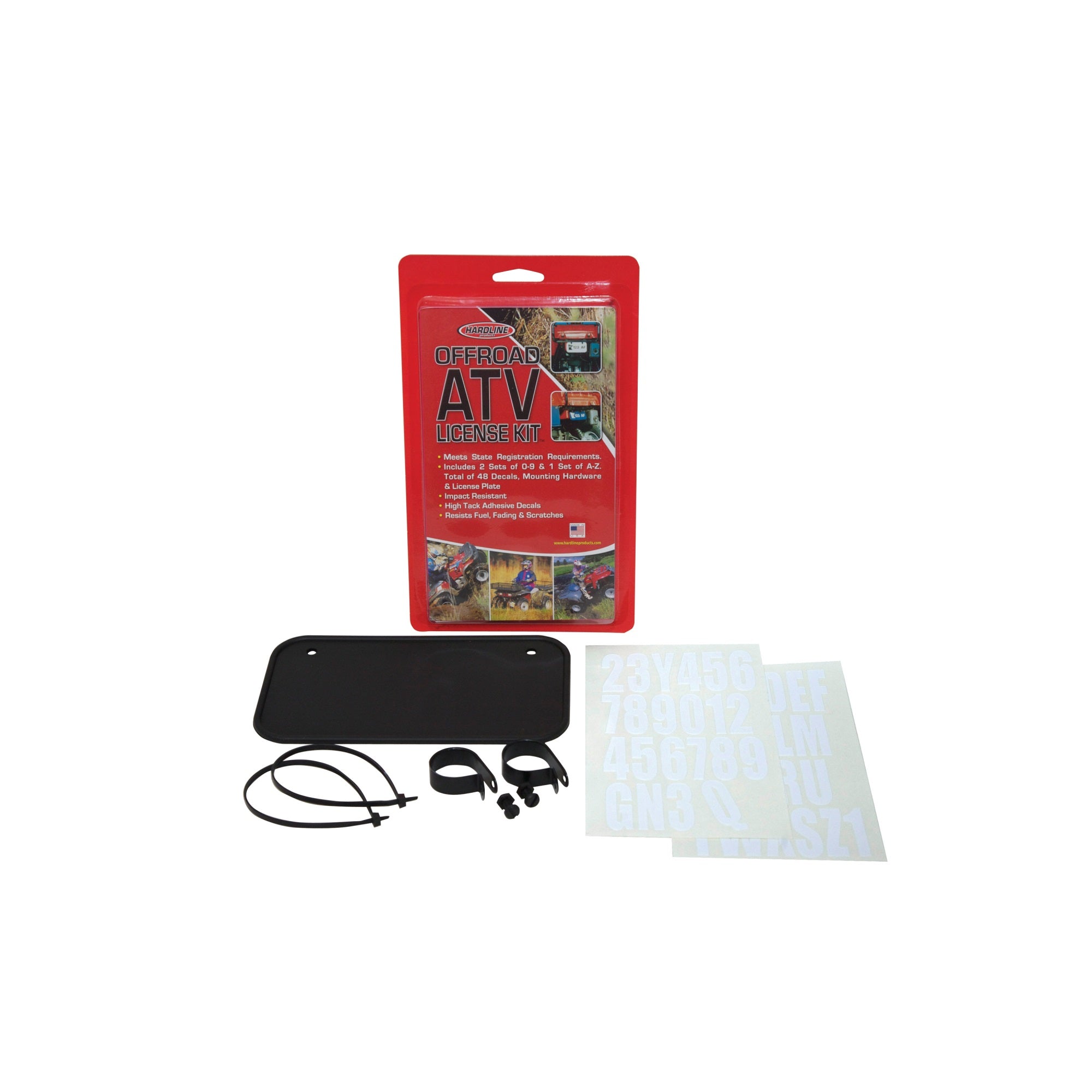 Hardline 2341B Atv License Plate Kit - Black Plate/White Letters