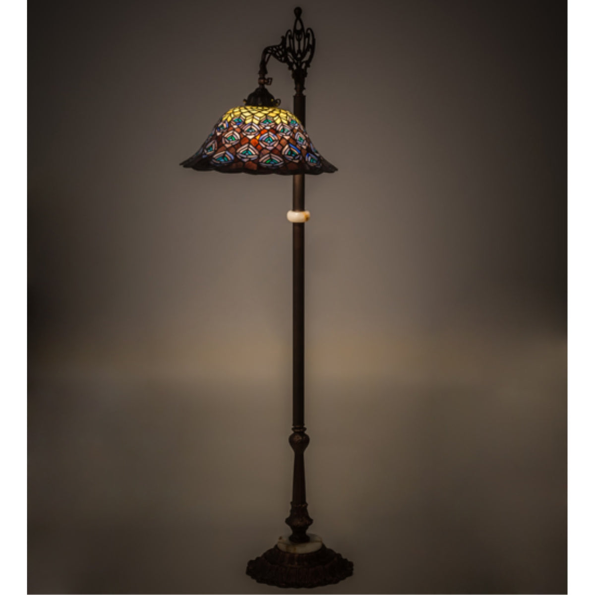 61 inchH Tiffany Peacock Feather Bridge Arm Floor Lamp – Carkart