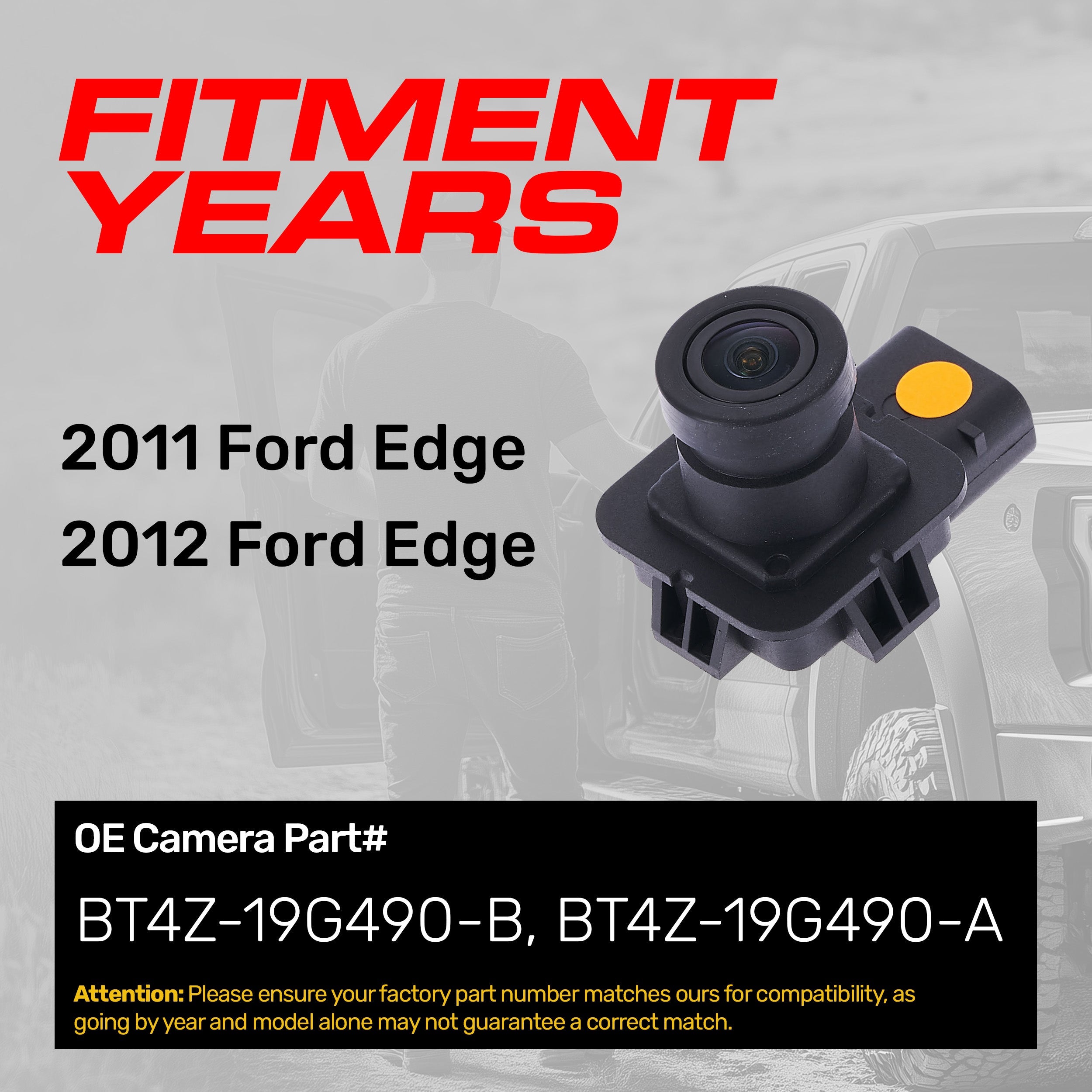 Ford Edge (2011-2012) OEM Replacement Backup Camera OE Part # BT4Z-19G490-A, BT4Z-19G490-B