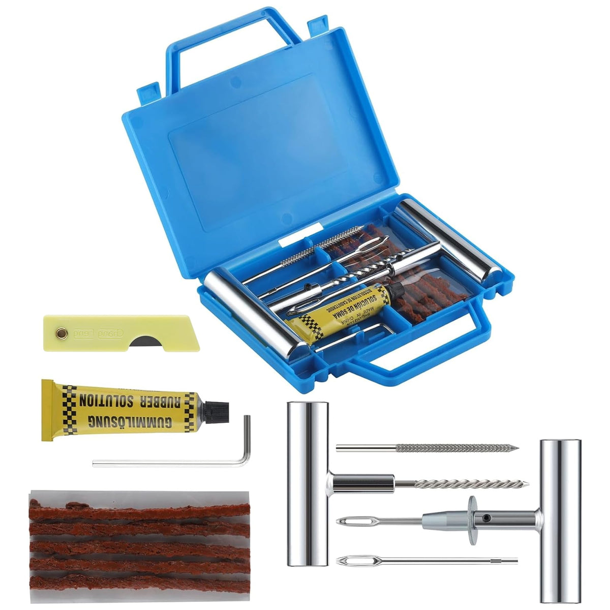 Singaro Tire Repair Kit With Plugs, 12Pcs Tire Plug Kit Heavy Duty Professional For Car, Motorcycle, Jeep, Truck, Tractor Flat T