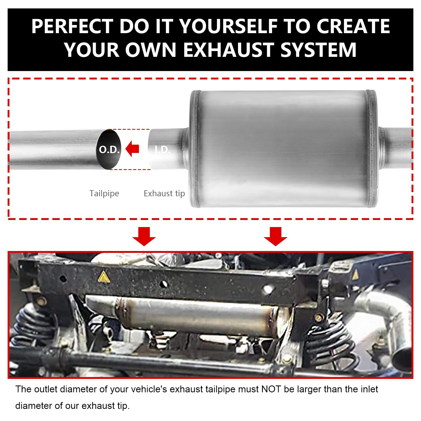 2 Inch Inlet/Outlet Exhaust Muffler, Straight-Through Chamber Performance Muffler Resonator With Universal Stainless Steel For C