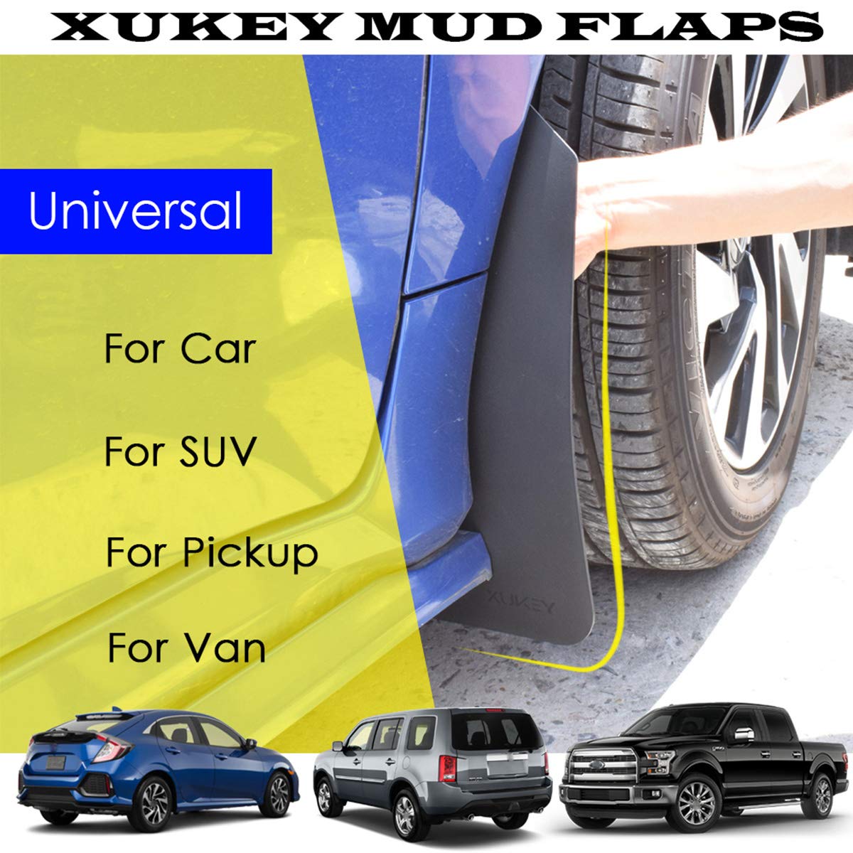 Xukey 4Pcs Set Universal Mud Flaps For Car Pickup Suv Van Truck Mudflaps Splash Guards Mudguards Dirty Traps Fender Flares