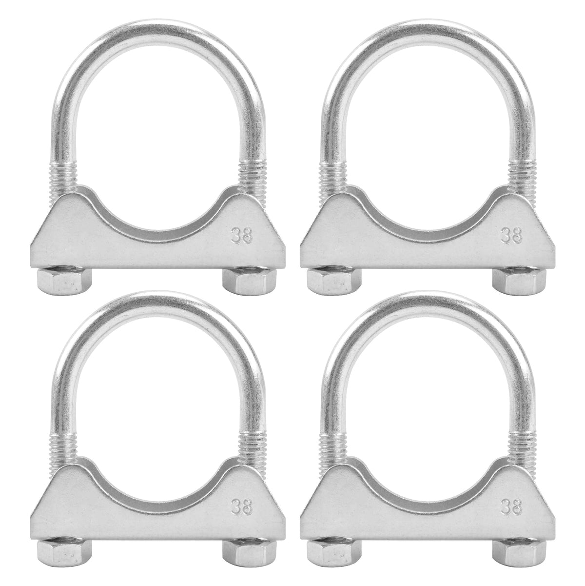 Batoneco 1.5'' U Bolt Clamp, Muffler Exhaust Clamps,1-1/2 Inch Saddle Style Heavy Duty Mild Steel(4-Pack)