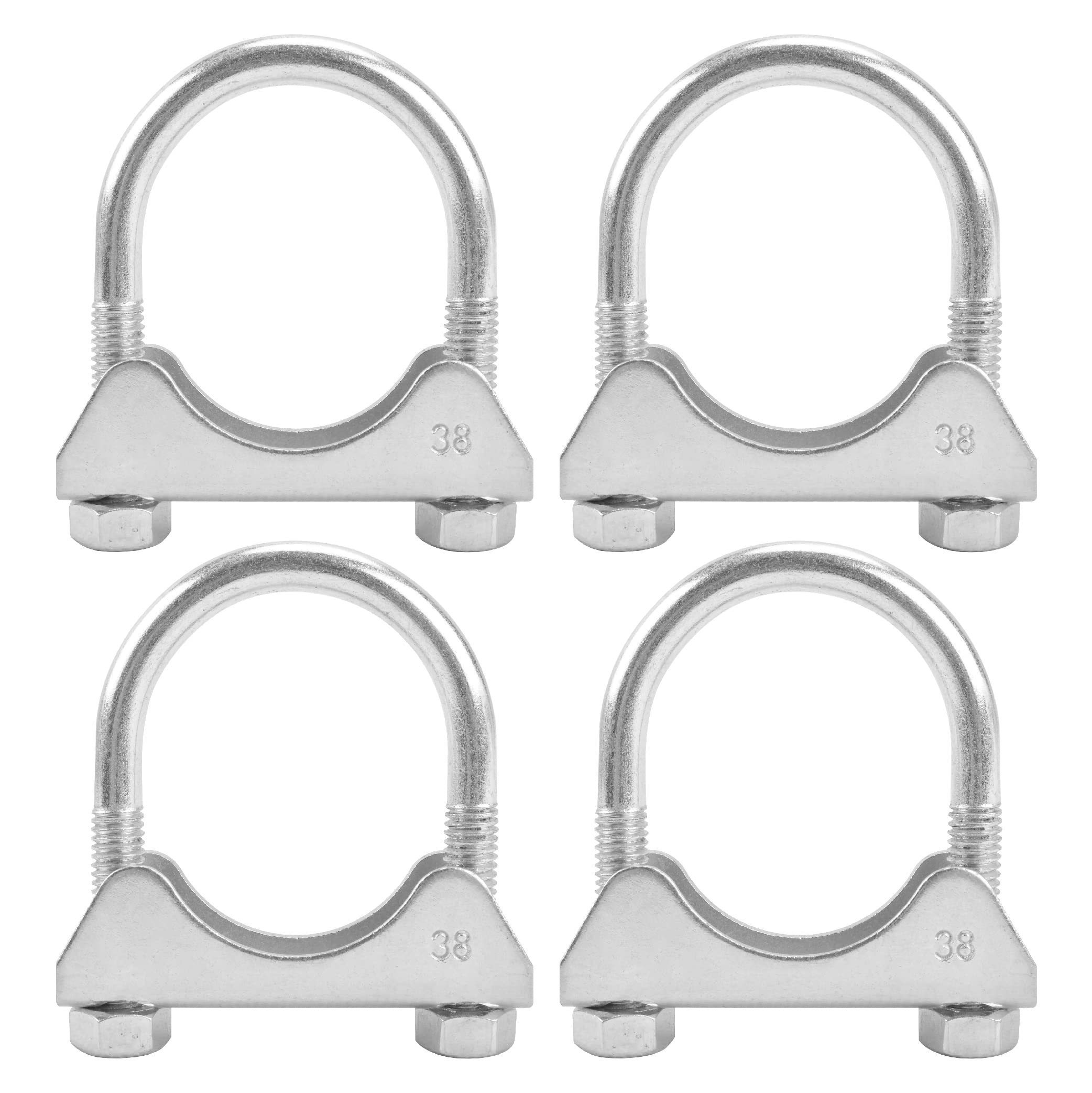 Batoneco 1.25'' U Bolt Clamp, Muffler Exhaust Clamps,1-1/4 Inch Saddle Style Heavy Duty Mild Steel(4-Pack)