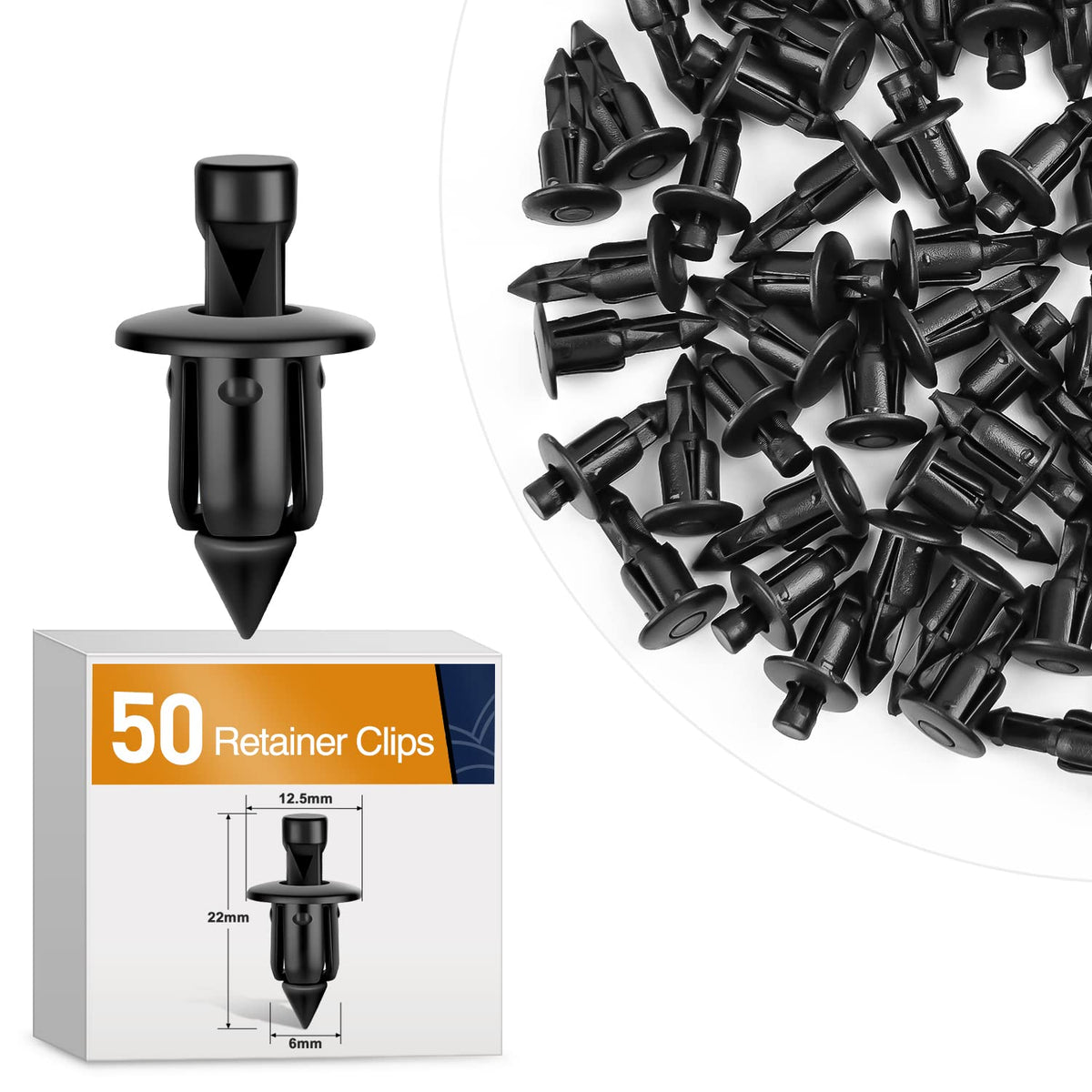 Gooacc 50Pcs M6 Fender Clip Retainer Bumper Nylon Push Rivet Pins Bolt Motorcycle Hardware (2005-6Sriv) For Honda Kawasaki Suzuk