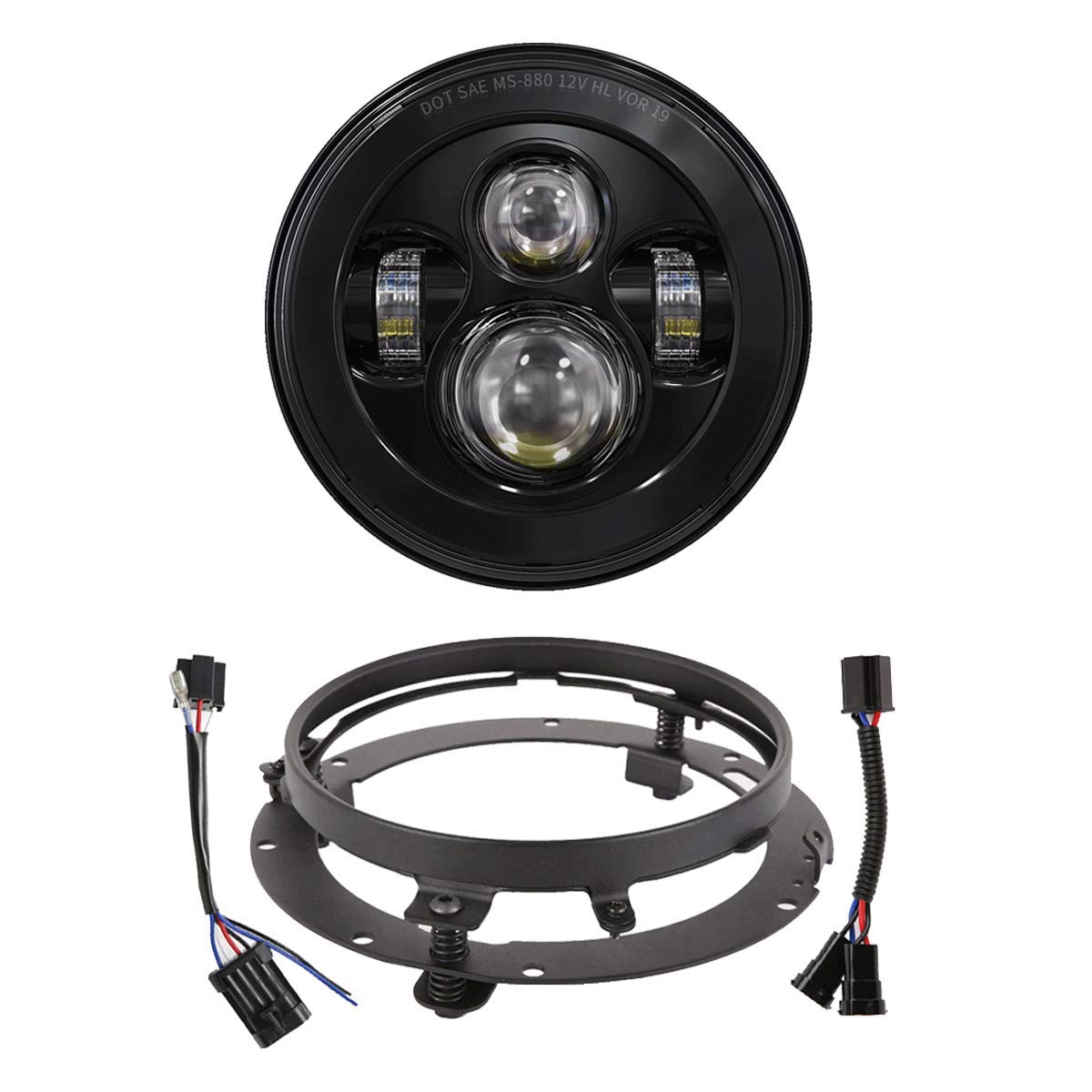 Xpctd 7 Inch Led Headlight With Mounting Bracket For Touring Street Glide Road King Ultra Classic Electra Glide Fat Boy Tri Cvo Heritage Softail Slim Deluxe Ultra Limited Black