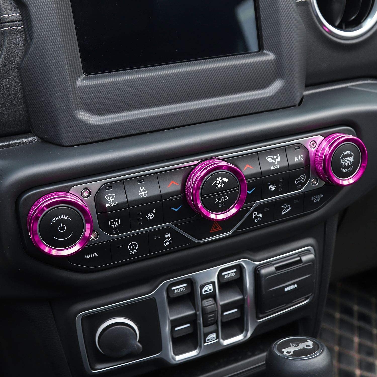 Voodonala Air Conditioner Headlight Switch Knob Trim For2018-2022 Jeep Wrangler Jl Jlu Gladiator Jt, Pink Aluminum Alloy 4Pcs
