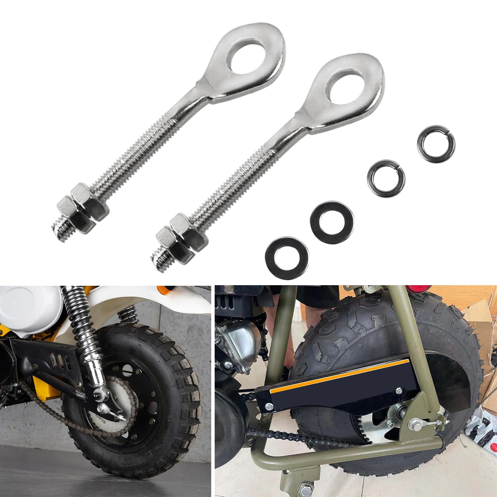 Flypig 0.4 12Mm Chain Wheel Axle Tensioner Adjusters For 50Cc 70Cc 90Cc 110Cc 125Cc Crf50 Crf70 Ct70 Xl75 Xr50 Xr70 Xr80 Xr100 Z50R Z50A Z50 Dirt Bike 4 Wheeler Taotao Chain Axle Adjuster