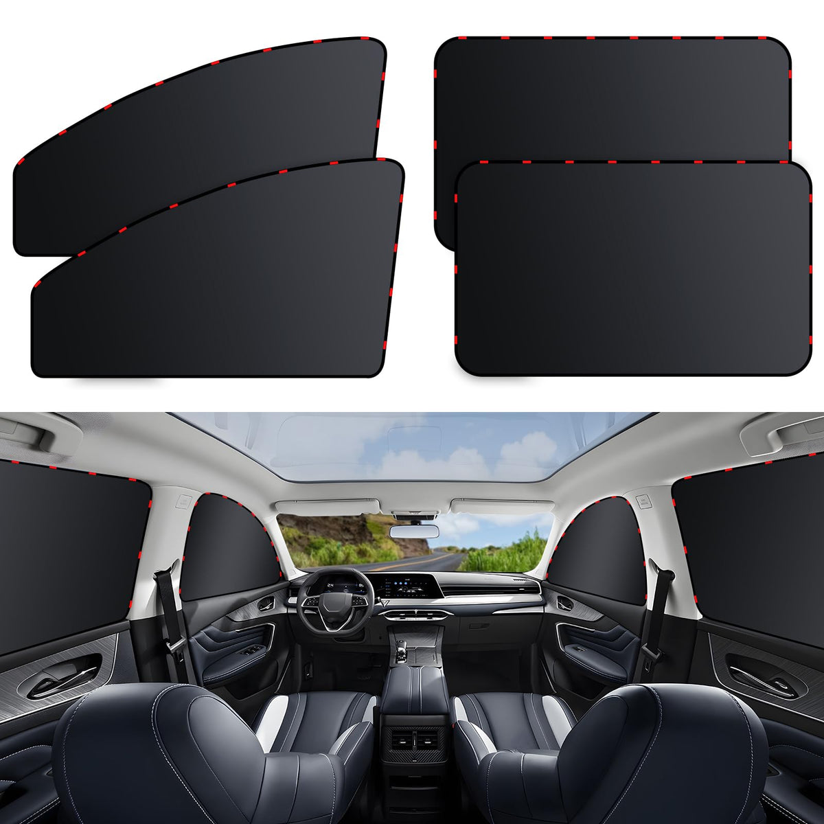 ZATOOTO Car Window Shades 4 Pack Car Privacy Curtains Full Blackout Car Window Cover for Privacy Magnetic Side Window Sun Shade 