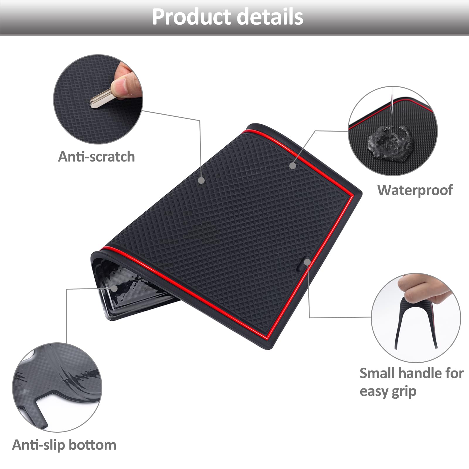 JDMCAR 17 PCS Custom Liner Mat Kit for 2023-2025 Chevy Colorado/GMC Canyon - Premium Cup Holder, Console & Door Pocket Inserts, Red Trim