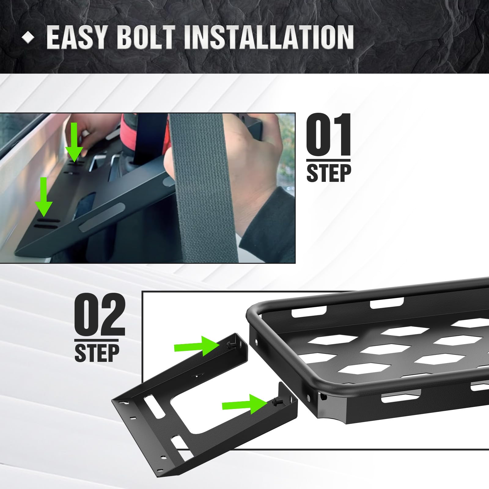 YZONA Rear Trunk Cargo Rack Basket Compatible for 2007-2025 Jeep Wrangler JK JKU & JL JLU Unlimited 4 Door Hardtops, Interior St