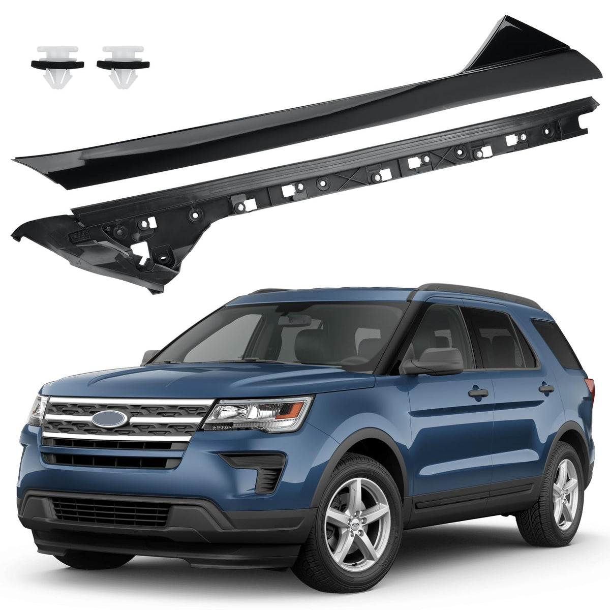 Windshield A-Pillar Molding Trim Kit Compatible with Ford Explorer 2011-2019,Front Outer & Inner Left Driver Side,BB5Z-7803137-A