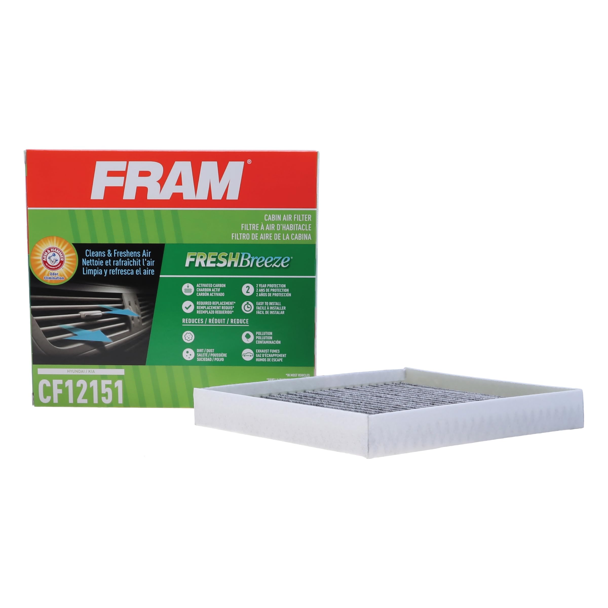 Fram Fresh Breeze Cabin Air Filter With Arm & Hammer Baking Soda, Cf12151 For Hyundai And Kia Vehicles